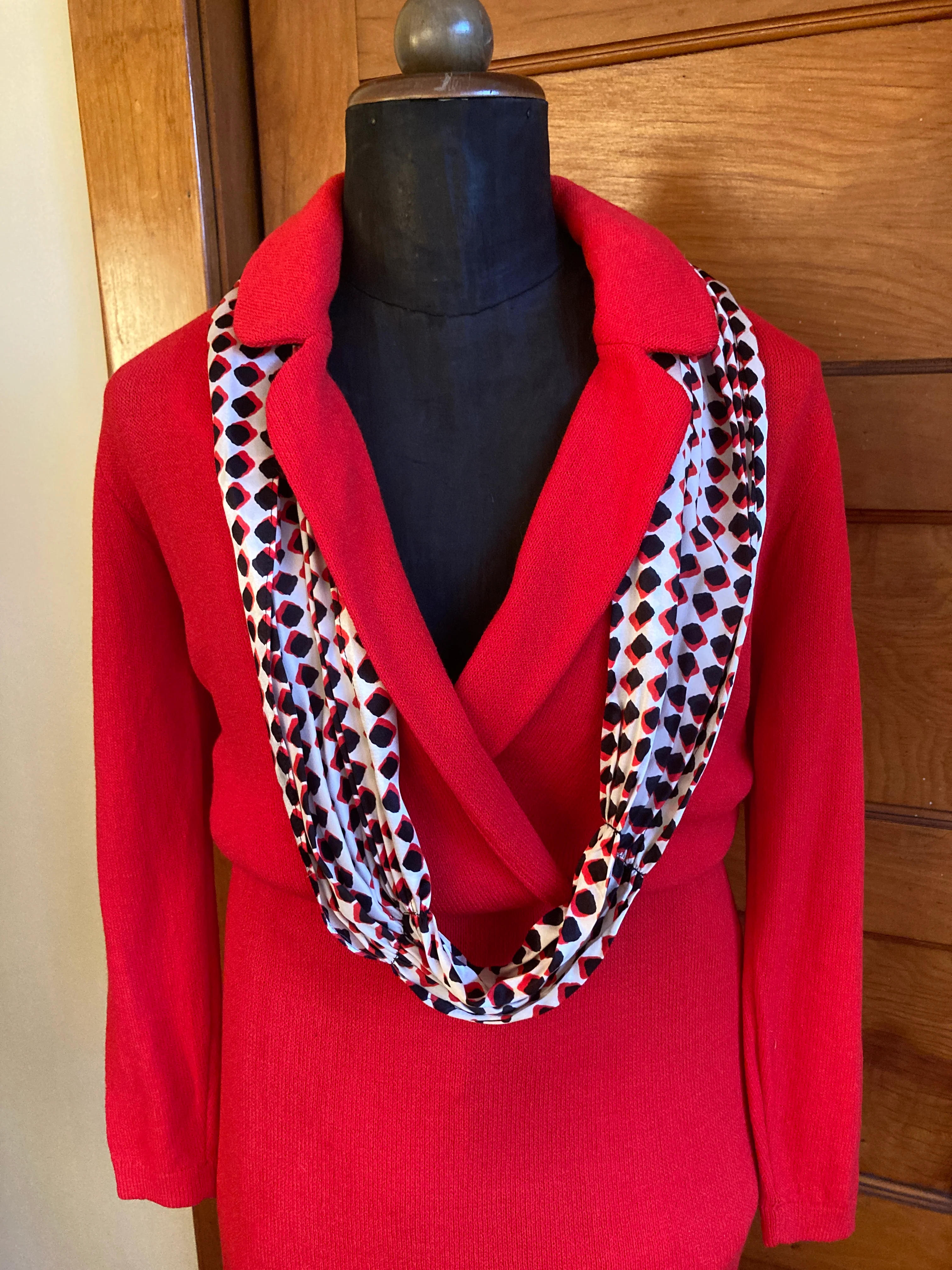 70s/80s Red Knit Dress St John For Saks Fifth Ave By St John for Saks Fifth Avenue - Image 3
