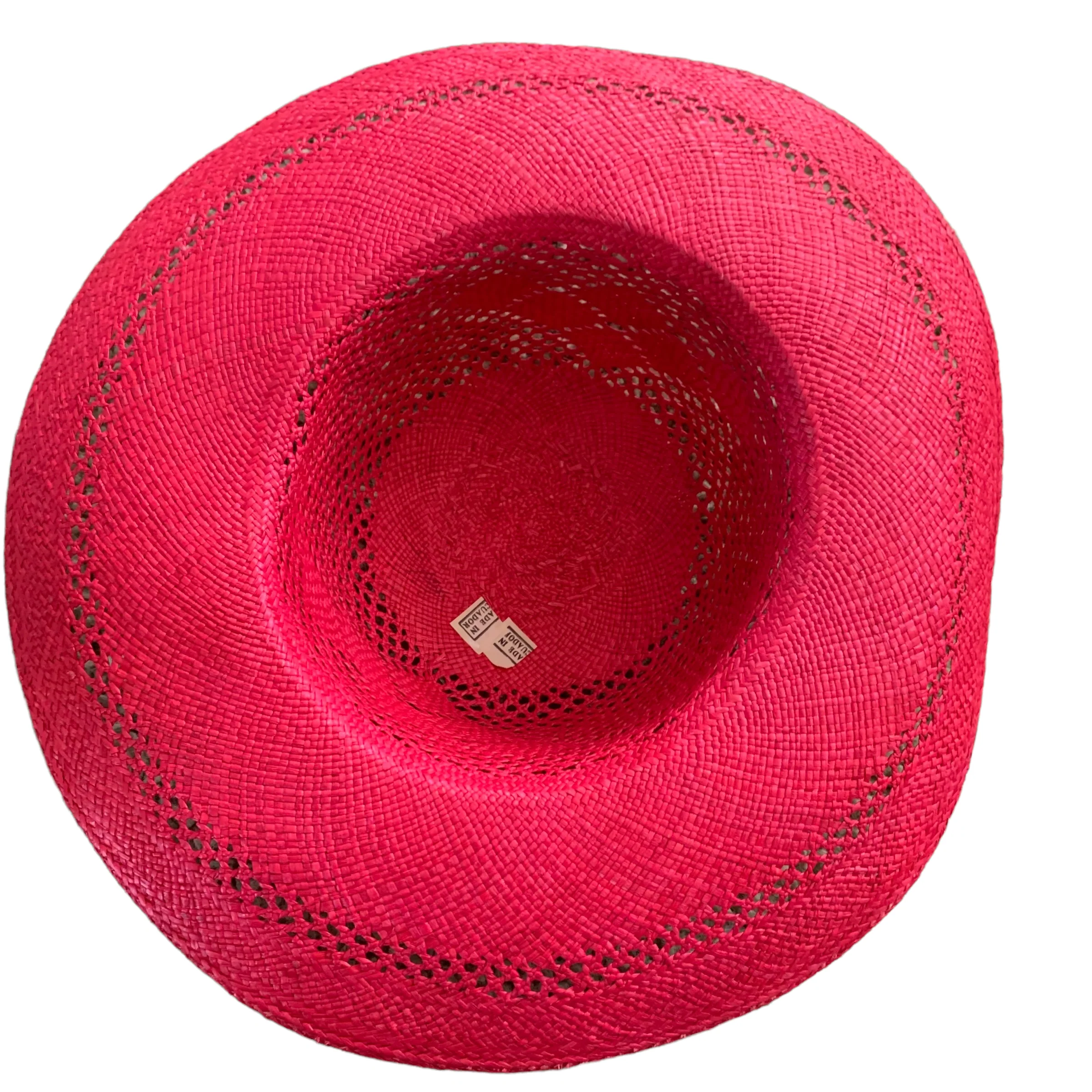 70s/80s Red Straw Hat Made In Ecuador - Image 3