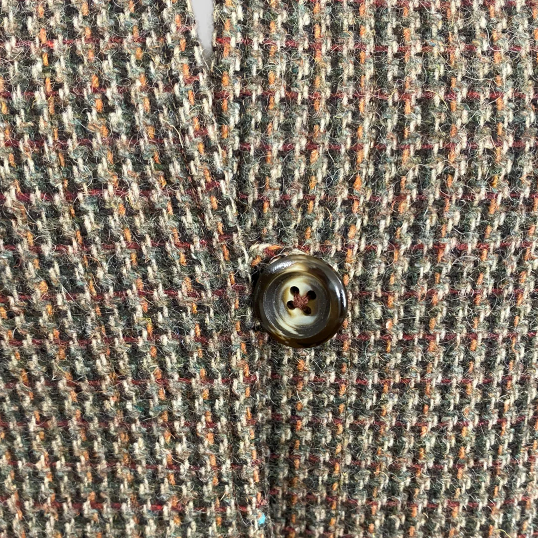 70s/80s Retro Brown Tweed Collarless Blazer With Pockets By Omni - Image 5