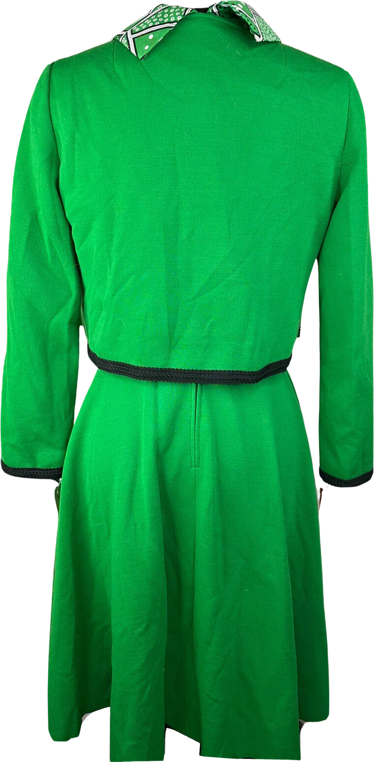 70s/80s Rockabilly Sexy Secretary 2 Pc Dress Jacket Greeen By Jane Andre - Image 2