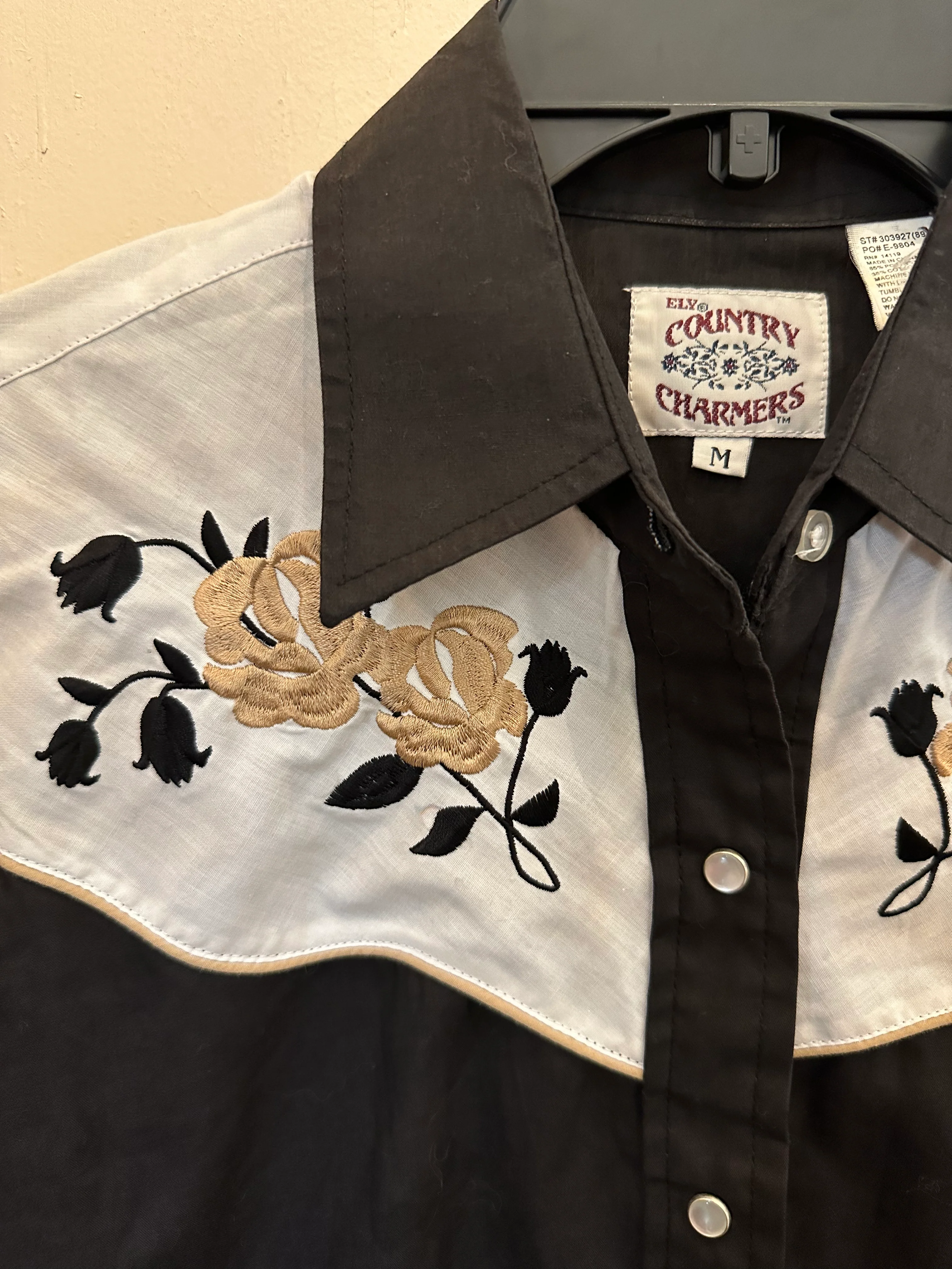 70s/80s Rose Embroidered Western Shirt By Ely Country Charmers - Image 3