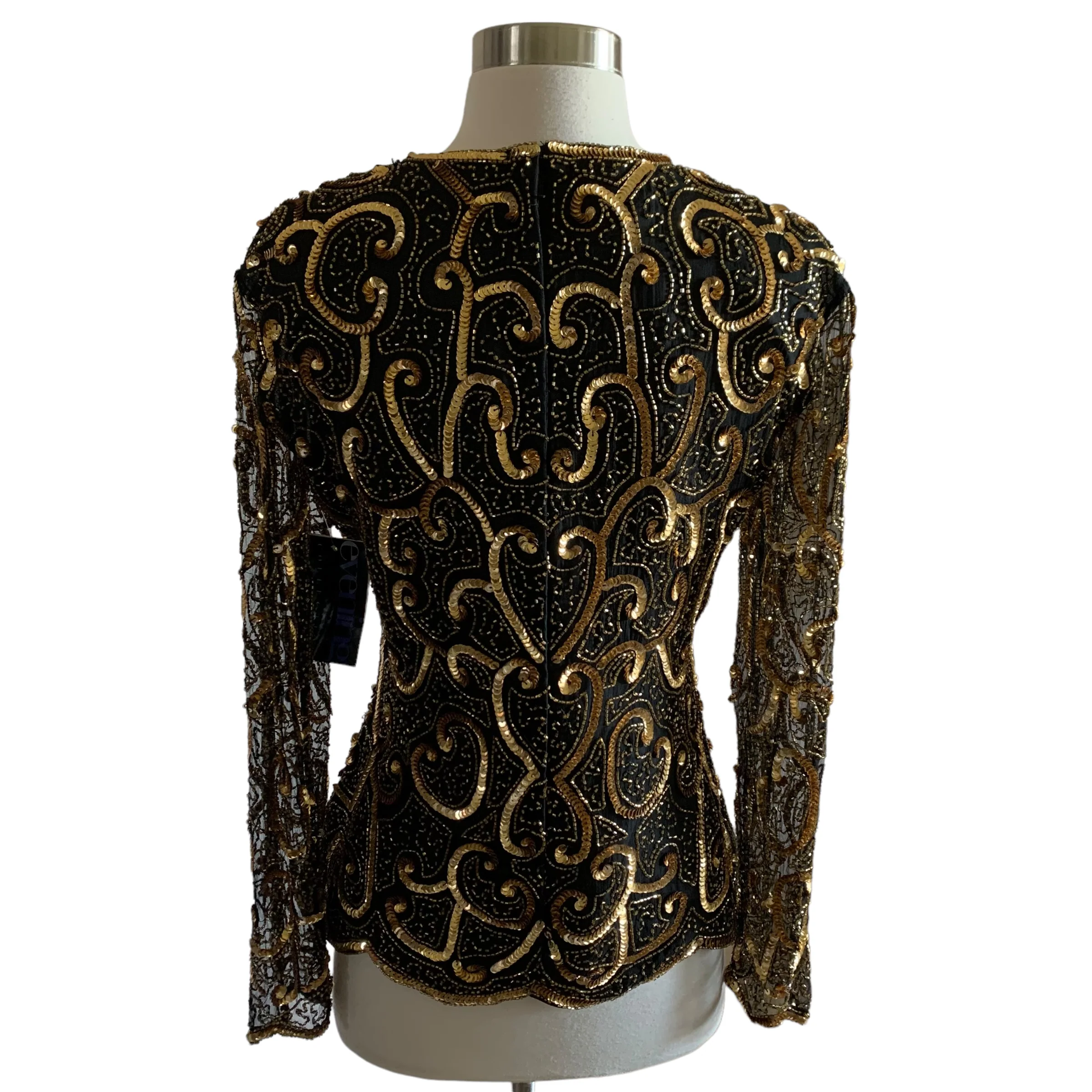 70s/80s Sequins Beaded Long Sleeve Formal Blouse - Image 13