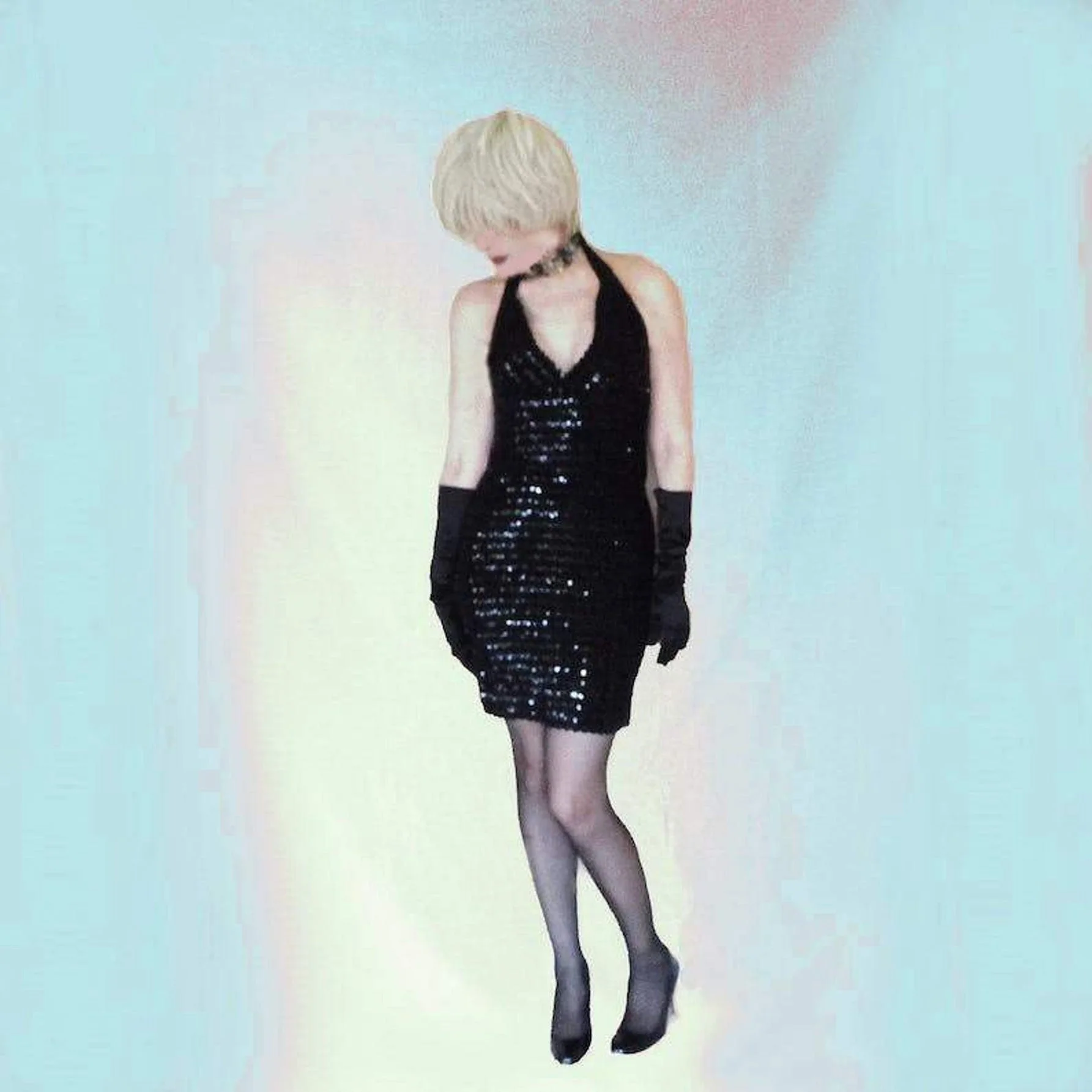 70s/80s Sexy Mini Dress, Tight Formal Sequin Halter By Zum Zum - Image 3