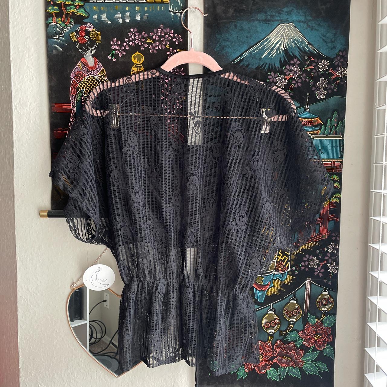 70s/80s Sheer Rose Printed Bed Jacket And Tube Top - Image 2