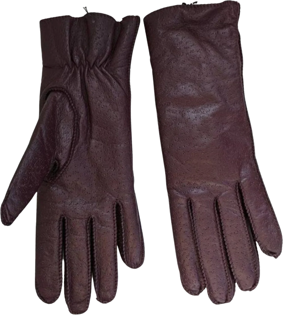 70s/80s Sherpa Lined Oxblood Gloves S - Image 2