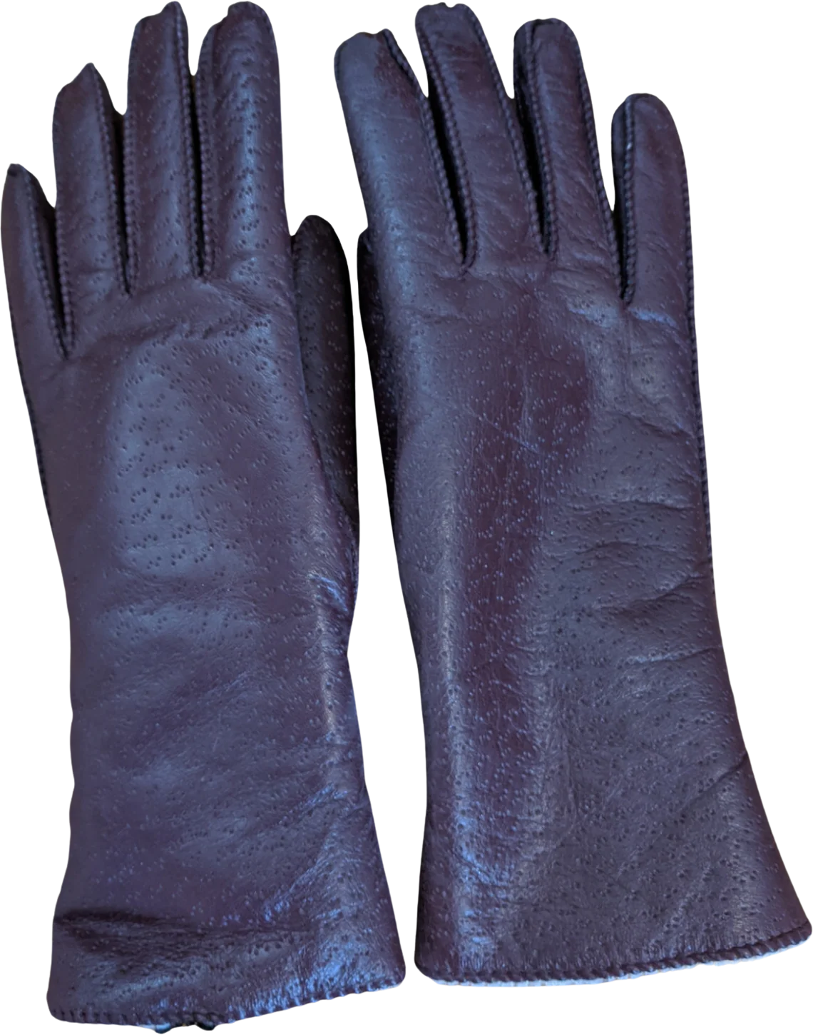 70s/80s Sherpa Lined Oxblood Gloves S - Image 4
