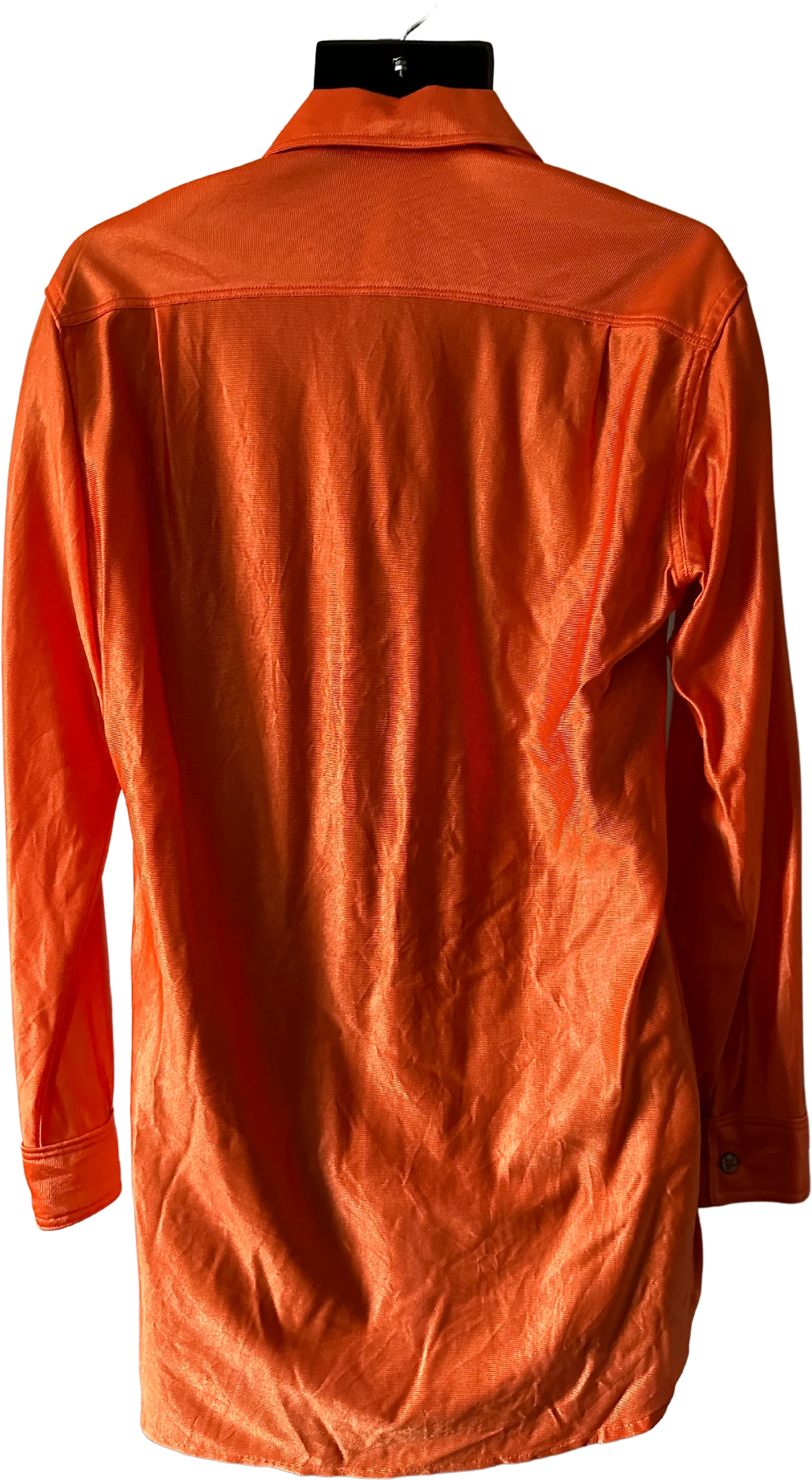 70s/80s Shiny Orange Polyester Button Up Shirt - Image 2