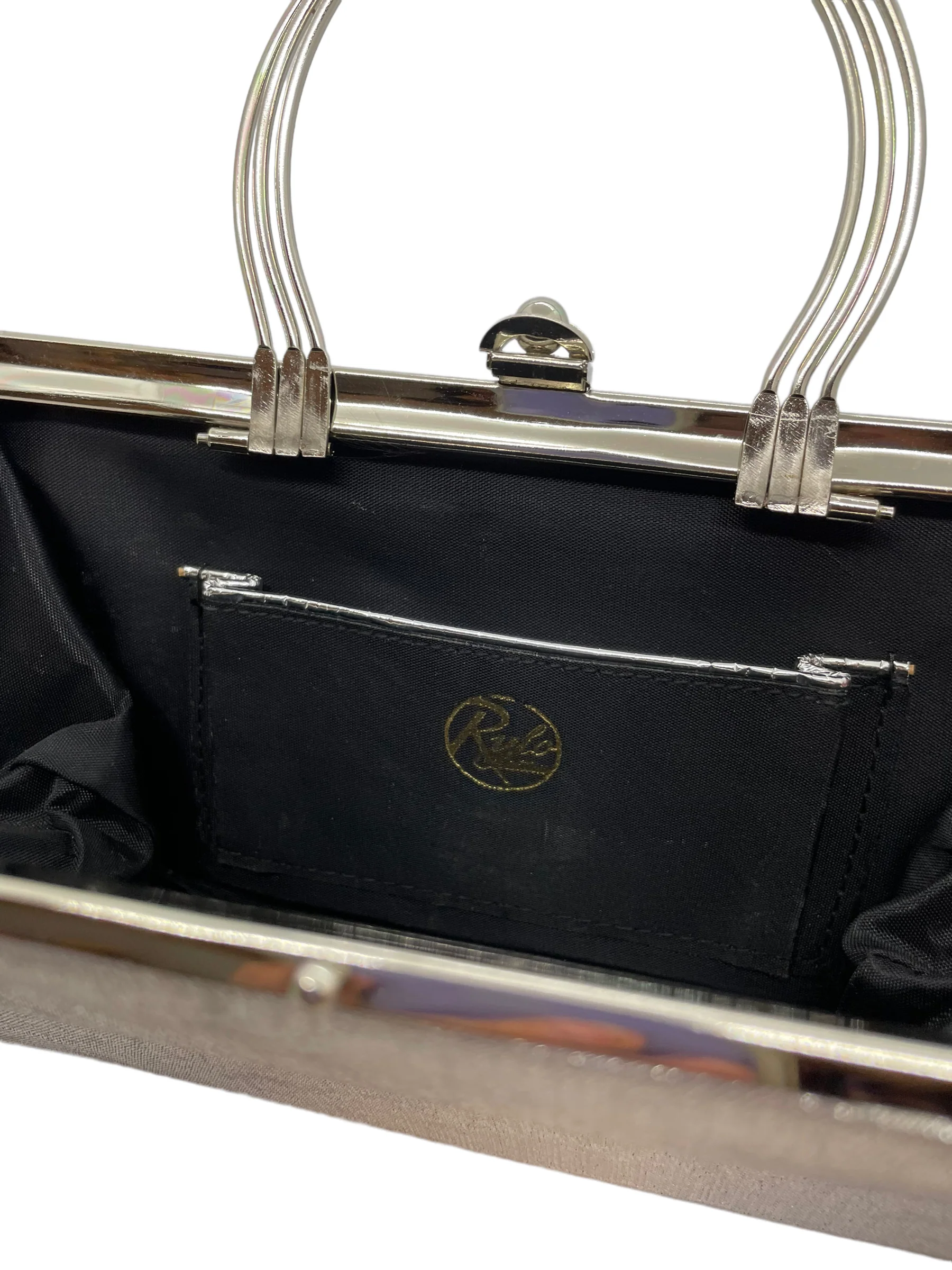 70s/80s Silver Metallic Top Handle Evening Bag Glamrock By Rulo - Image 3
