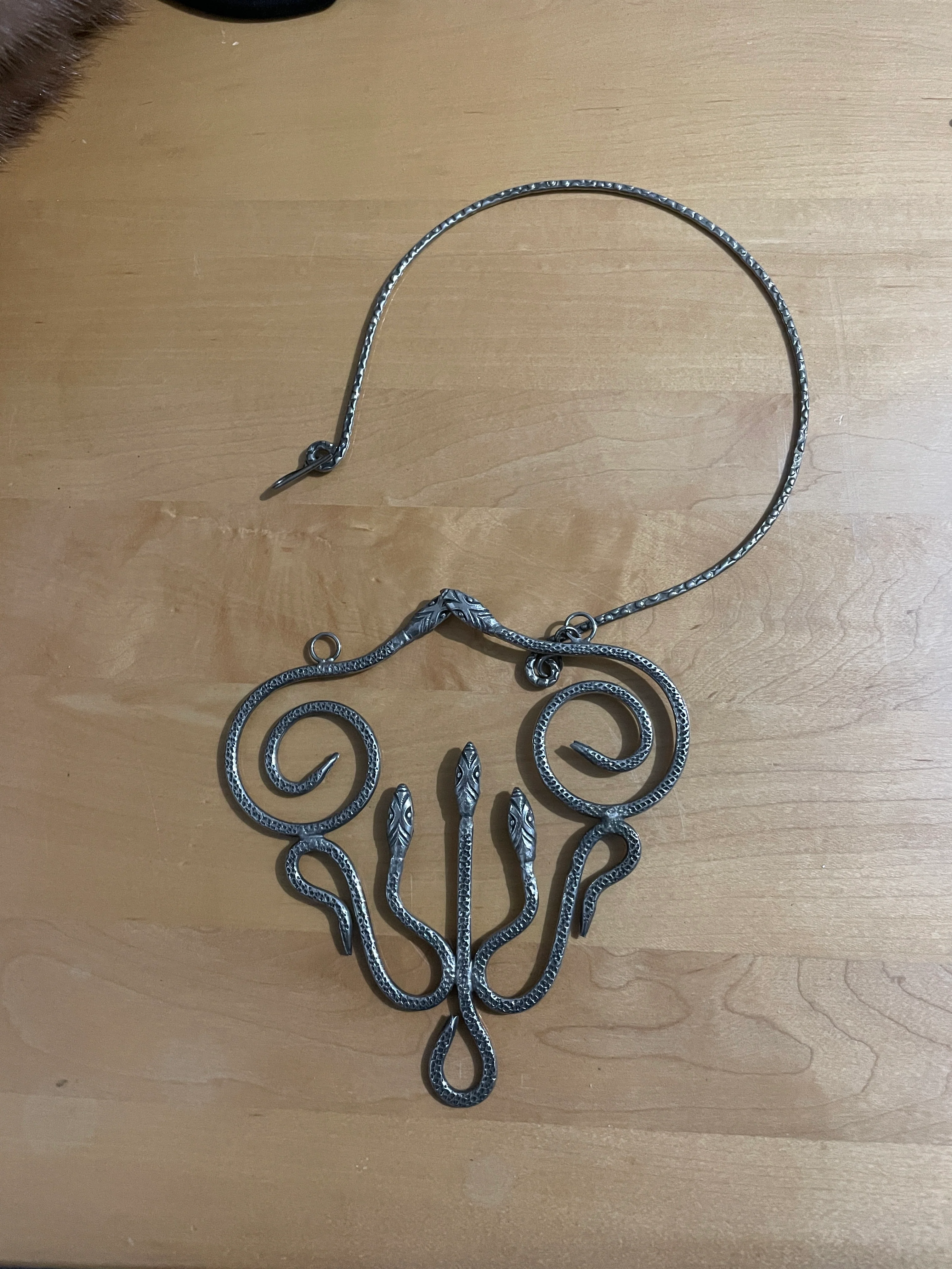70s/80s Silver Serpent Snake Choker Necklace - Image 7