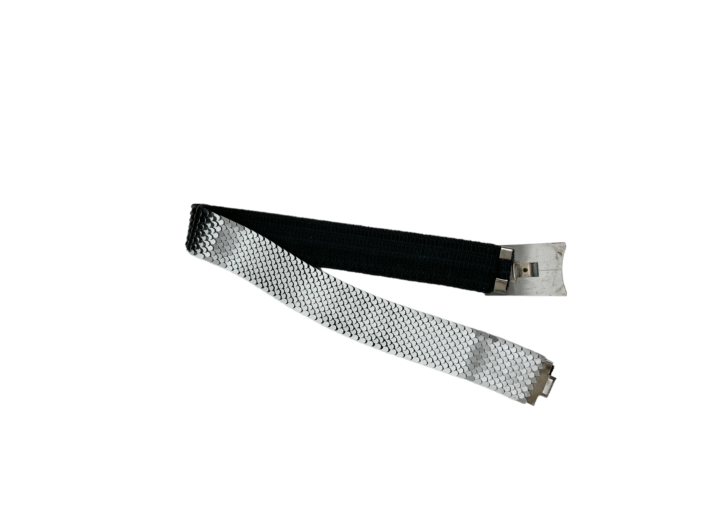 70s/80s Silver Snake Scale Stretch Belt With Flower Buckle - Image 6