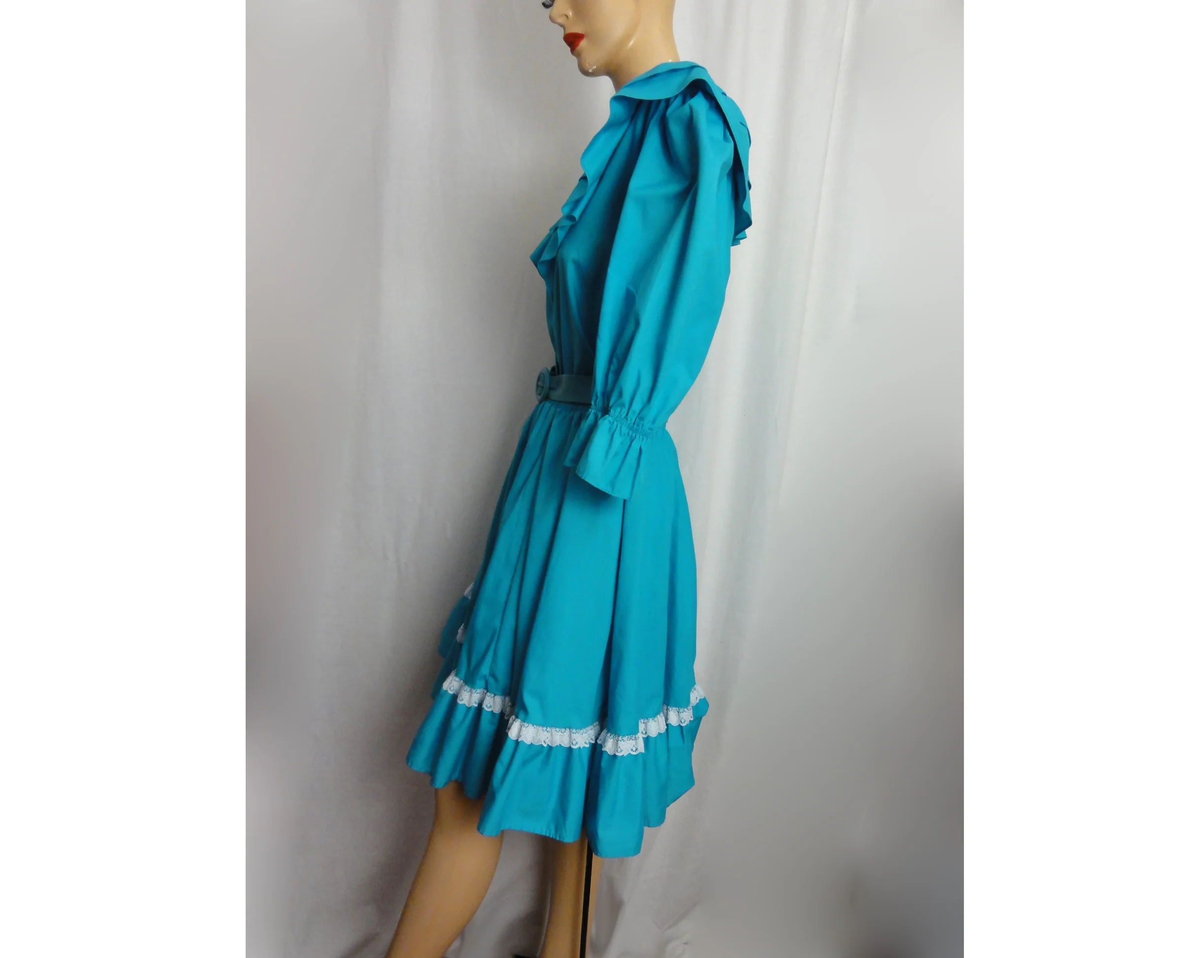 70s/80s Square Dance Dress Turquoise Cowgirl Western Set By Malco Modes - Image 6