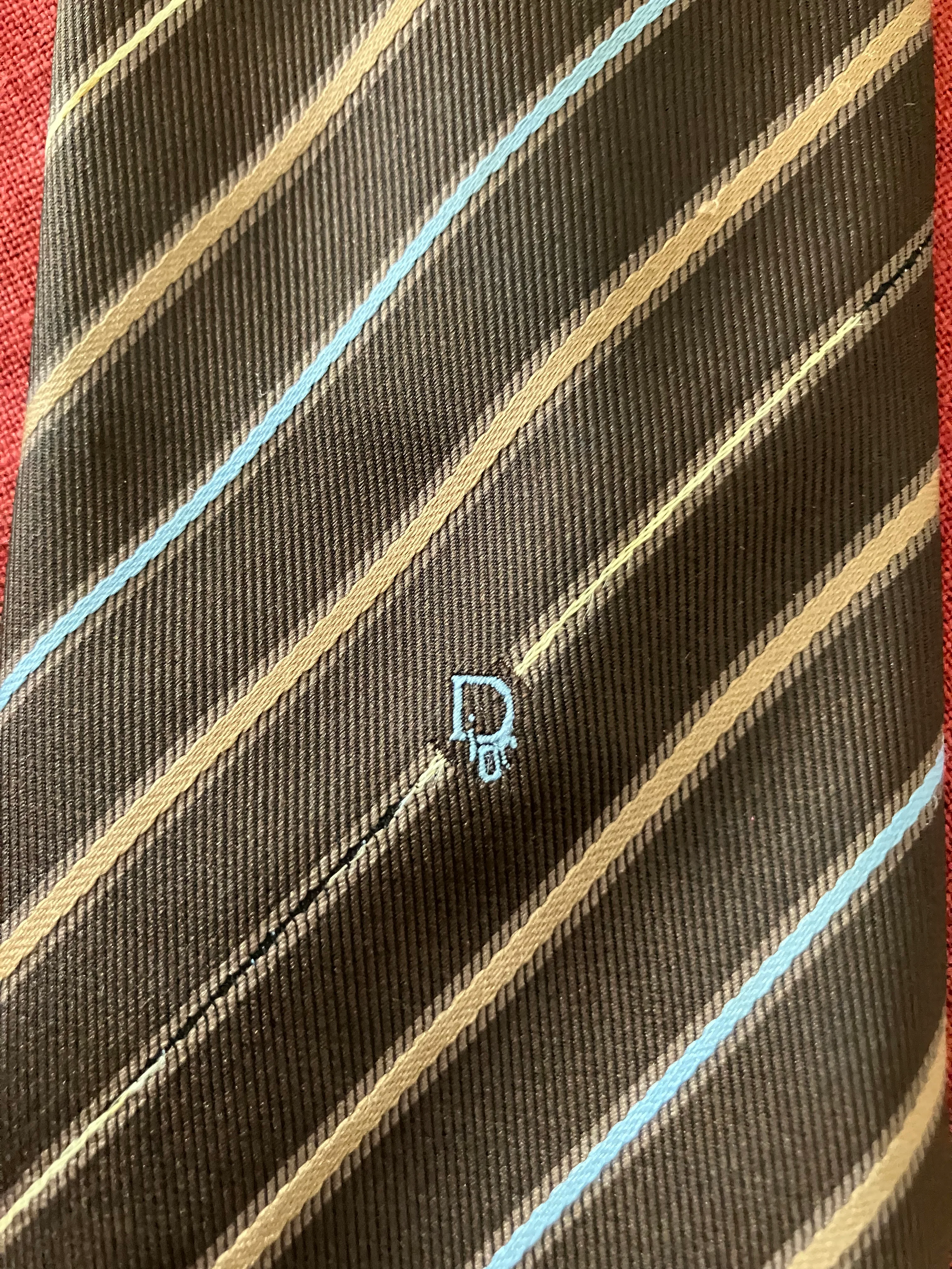 70s/80s Striped Logo/monogram Neck Tie By Christian Dior - Image 5