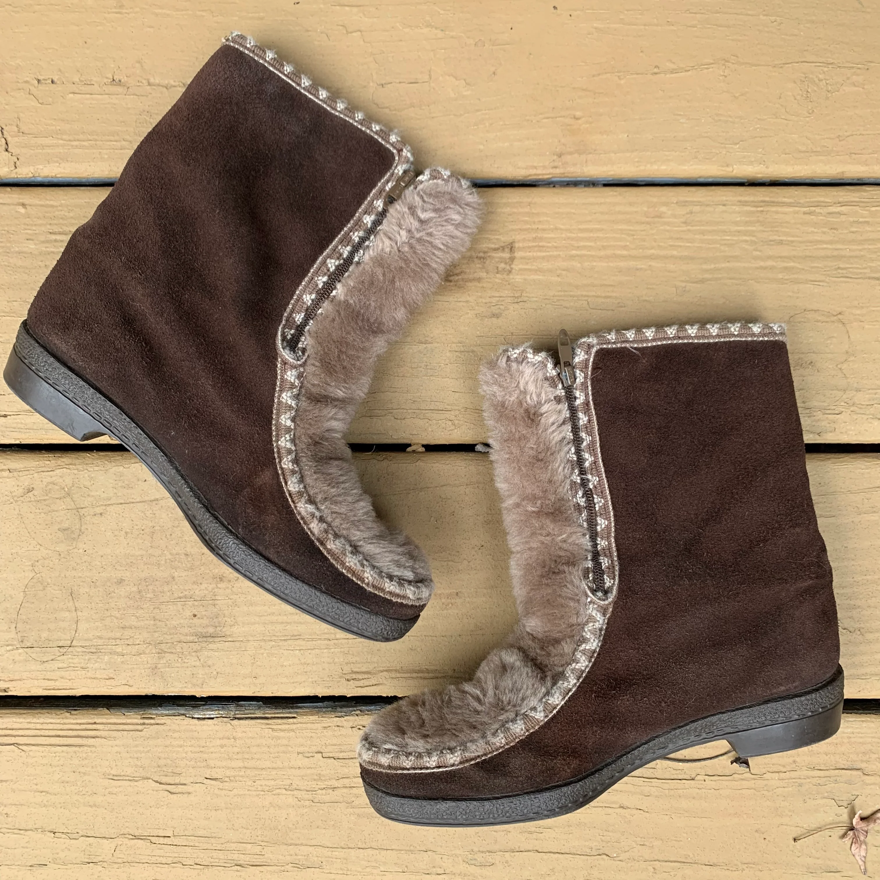 70s/80s Suede And Faux Fur Ski/sled Winter Boot - Image 3