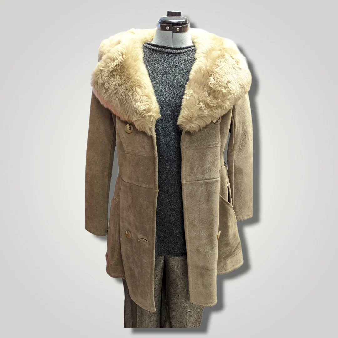 70s/80s Suede And Fur Long Trench Coat By A & F Originals - Image 5