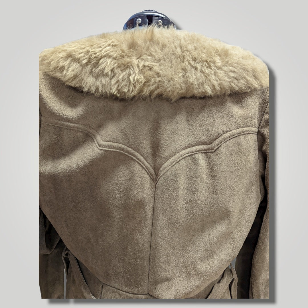 70s/80s Suede And Fur Long Trench Coat By A & F Originals - Image 7