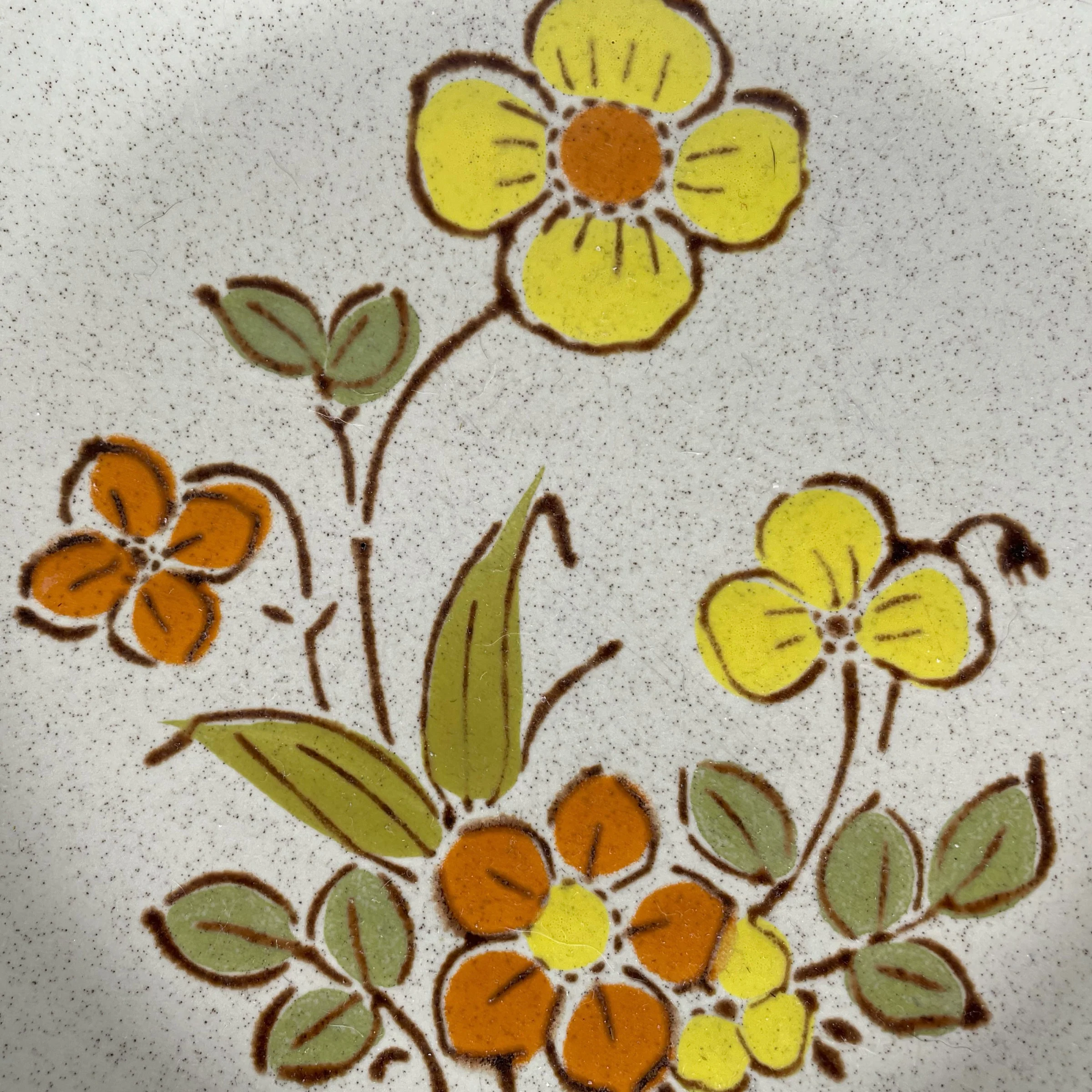 70s/80s Sunshine Flowers Salad Plate By Hearthware - Image 7