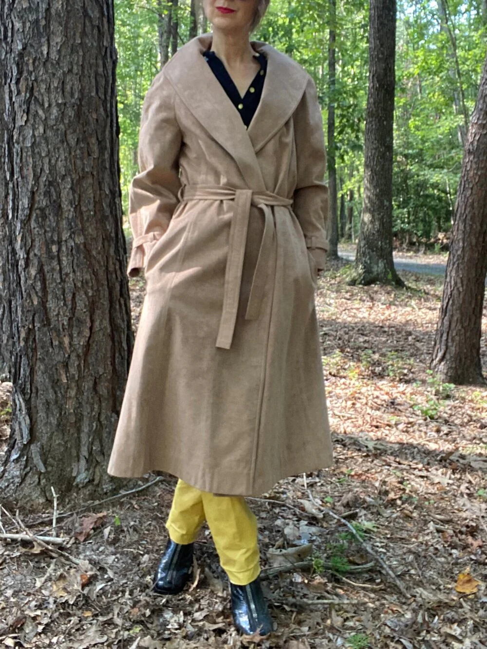 70s/80s Tan Skinner Ultrasuede Trenchcoat By Count Romi Ltd - Image 3