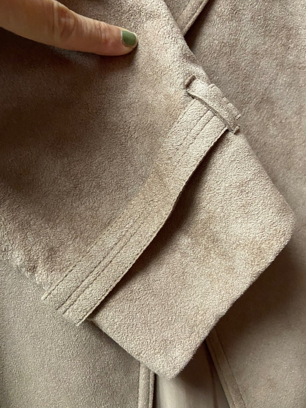 70s/80s Tan Skinner Ultrasuede Trenchcoat By Count Romi Ltd - Image 6