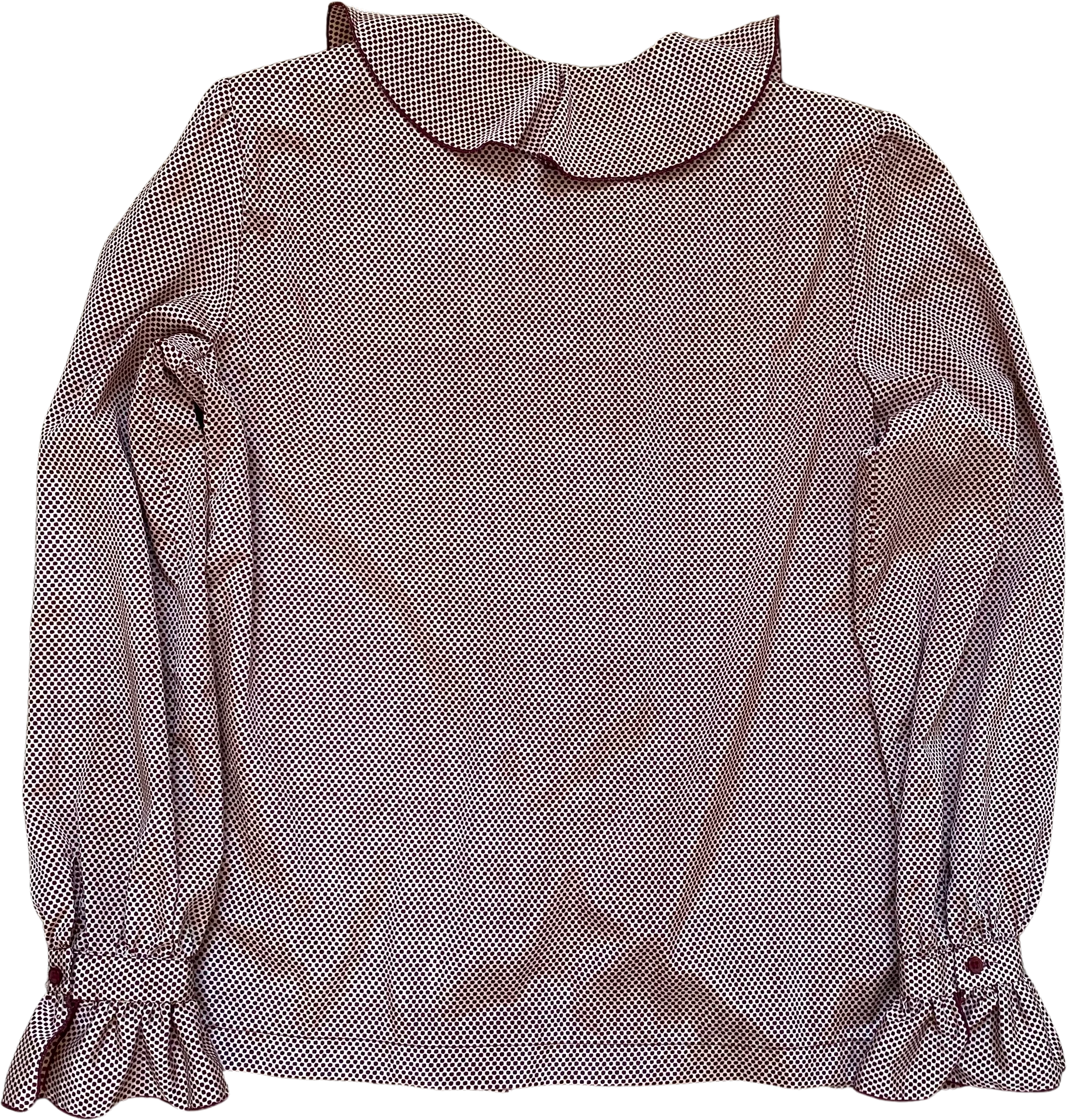 70s/80s Tie Collar Blouse With Ruffle Details By Glen of Michigan - Image 2