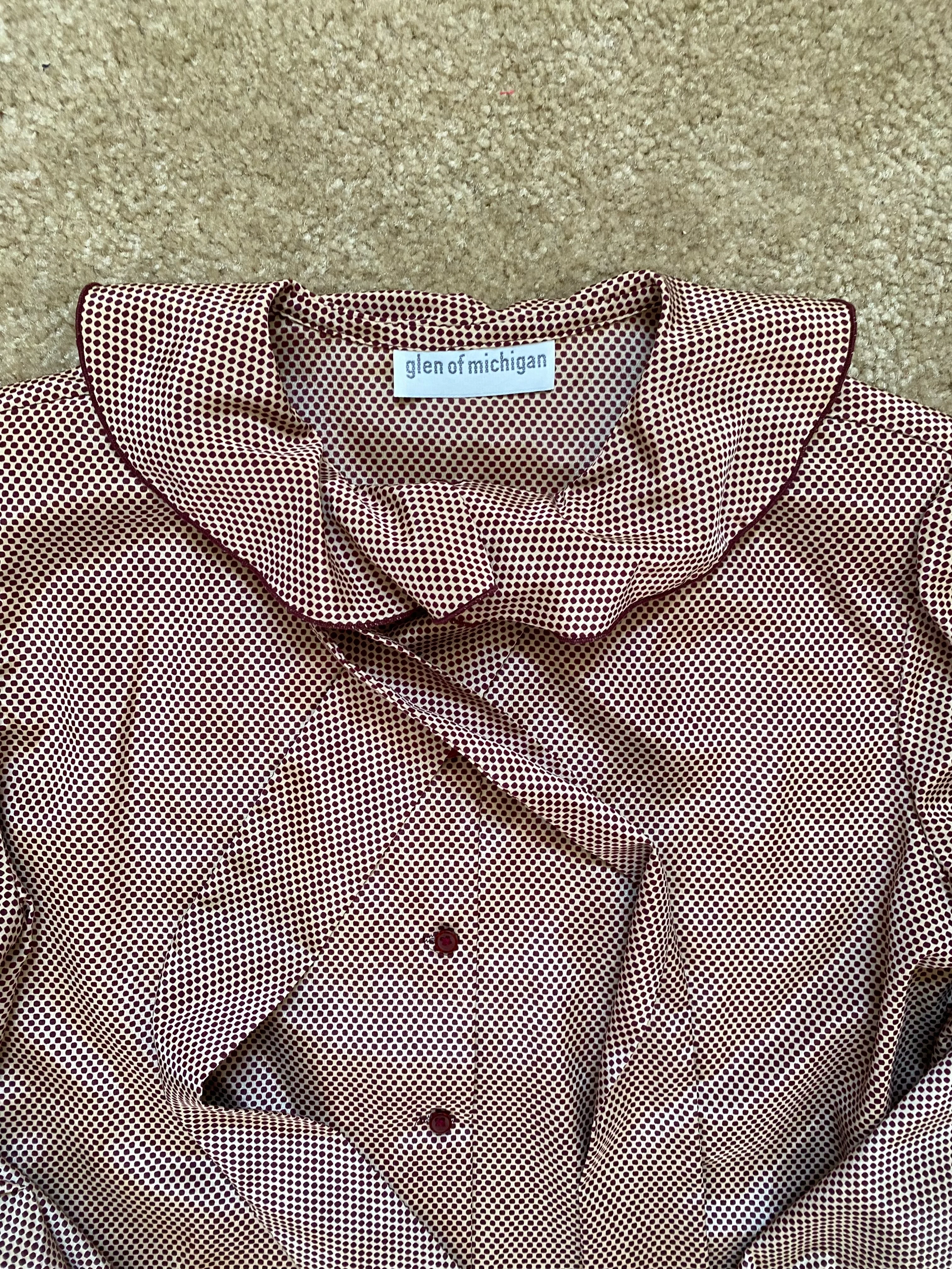 70s/80s Tie Collar Blouse With Ruffle Details By Glen of Michigan - Image 3