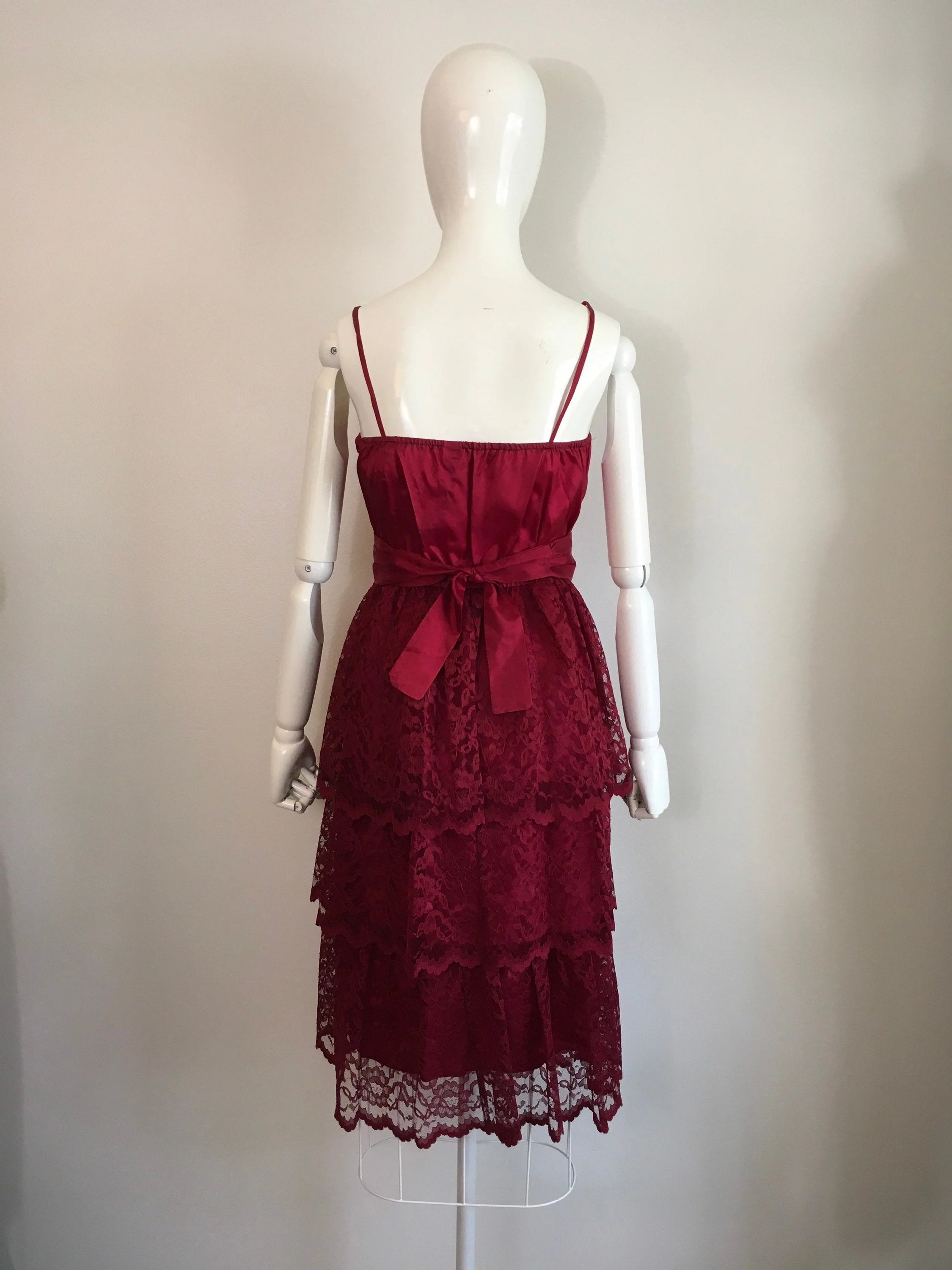 70's/80's Tiered Lace Party Dress Three Piece Set - Image 4