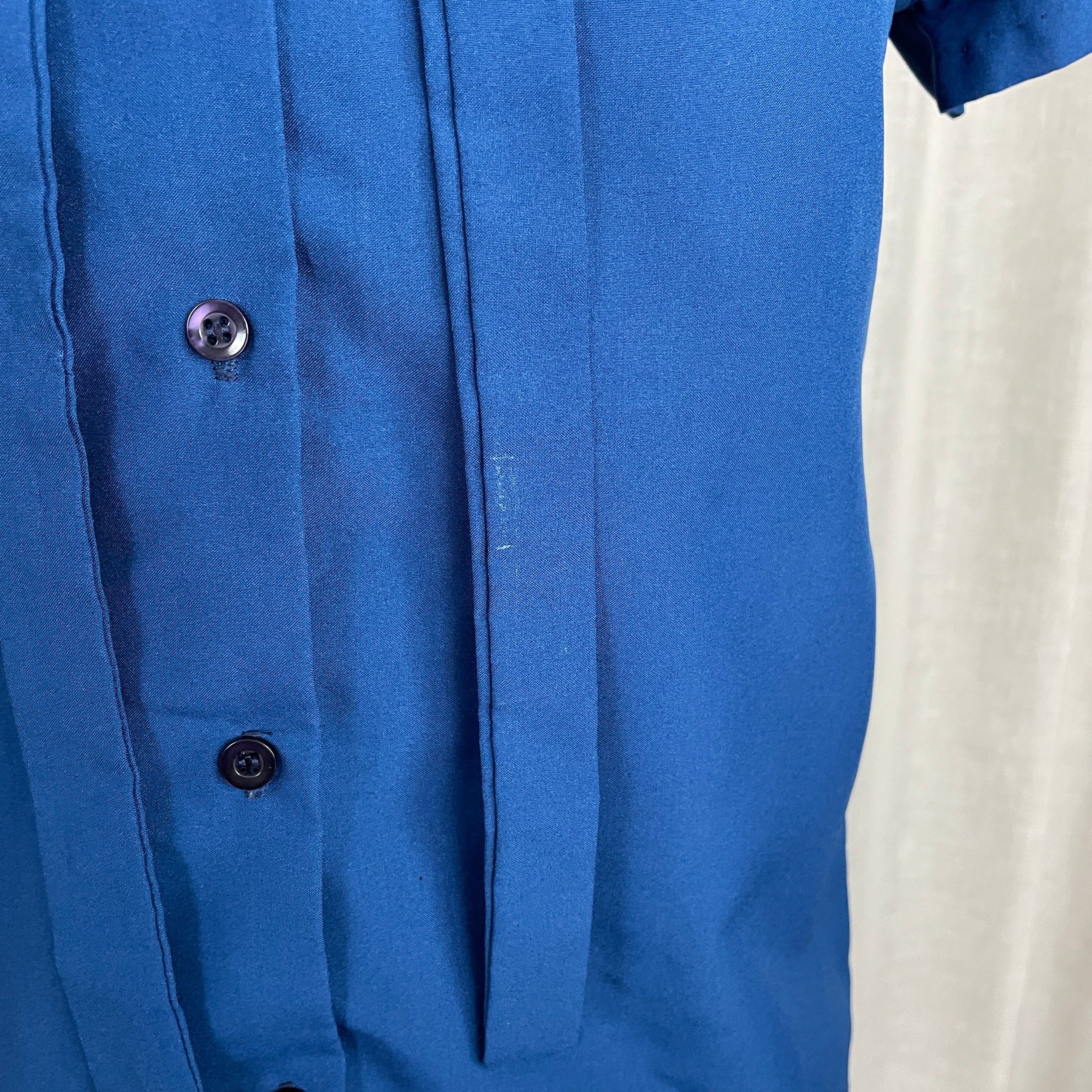 70s/80s Top Size 10 Navy Blue Ruffle Bow Collar Blouse By Lucky Winner - Image 10