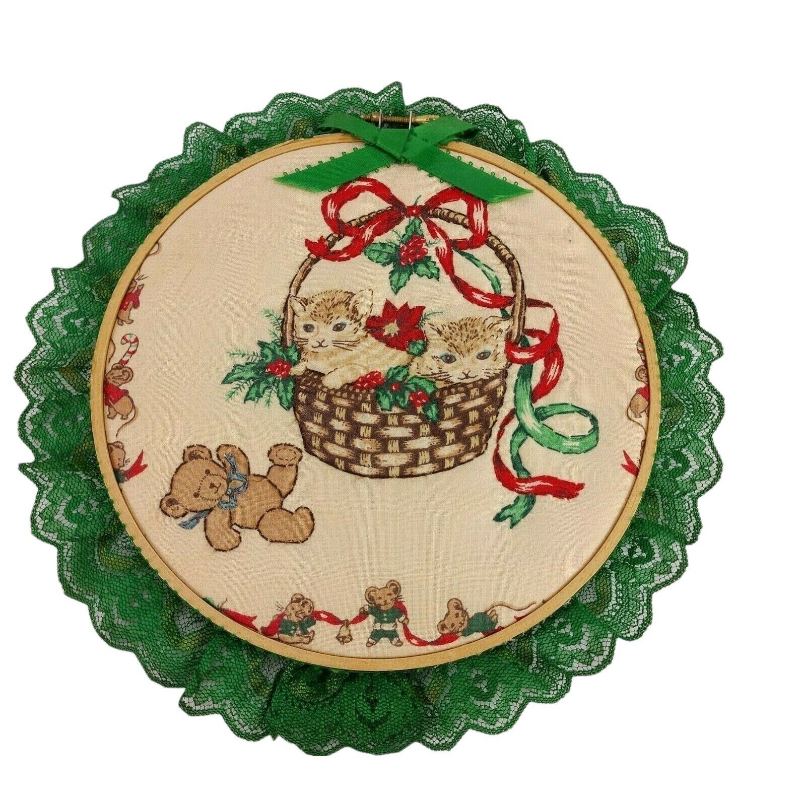 70s/80s Trapunto Decorative Christmas Wall Decor Kittens - Image 8