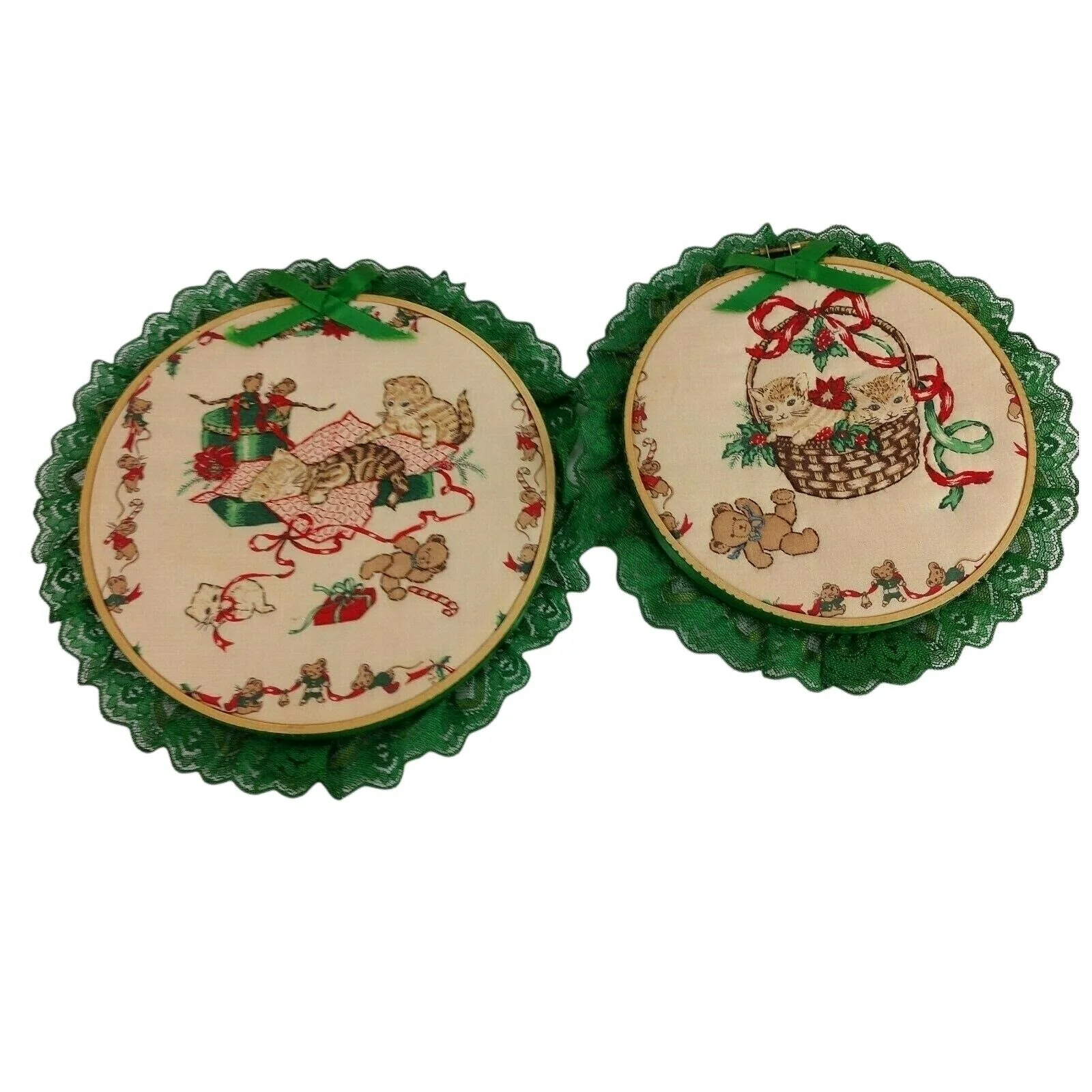 70s/80s Trapunto Decorative Christmas Wall Decor Kittens - Image 9