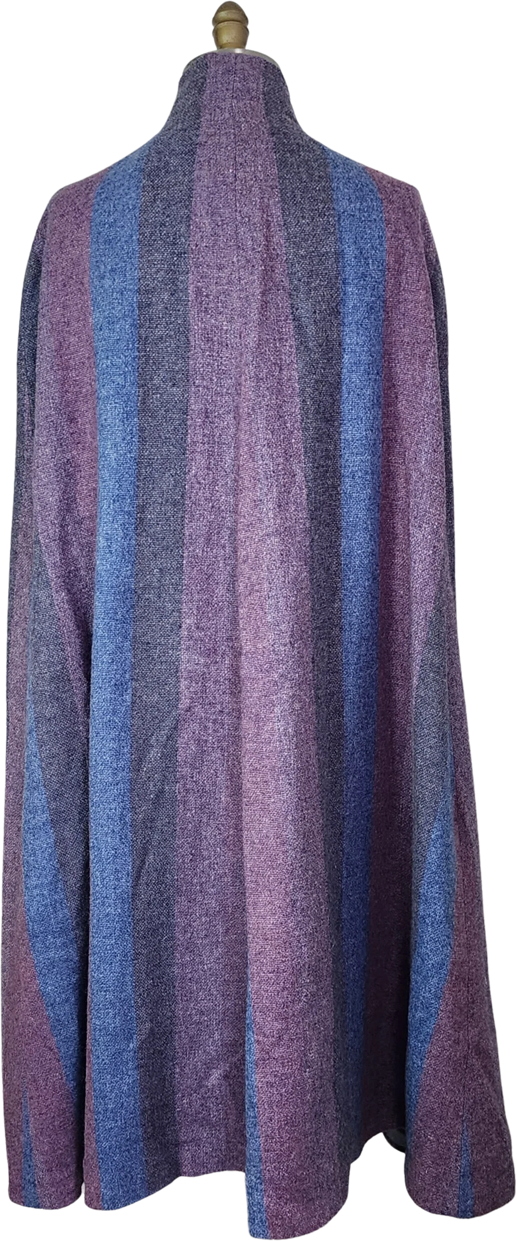 70s/80s Vibrant Blue Purple Gray Stripe Long Cape By Avoca - Image 2