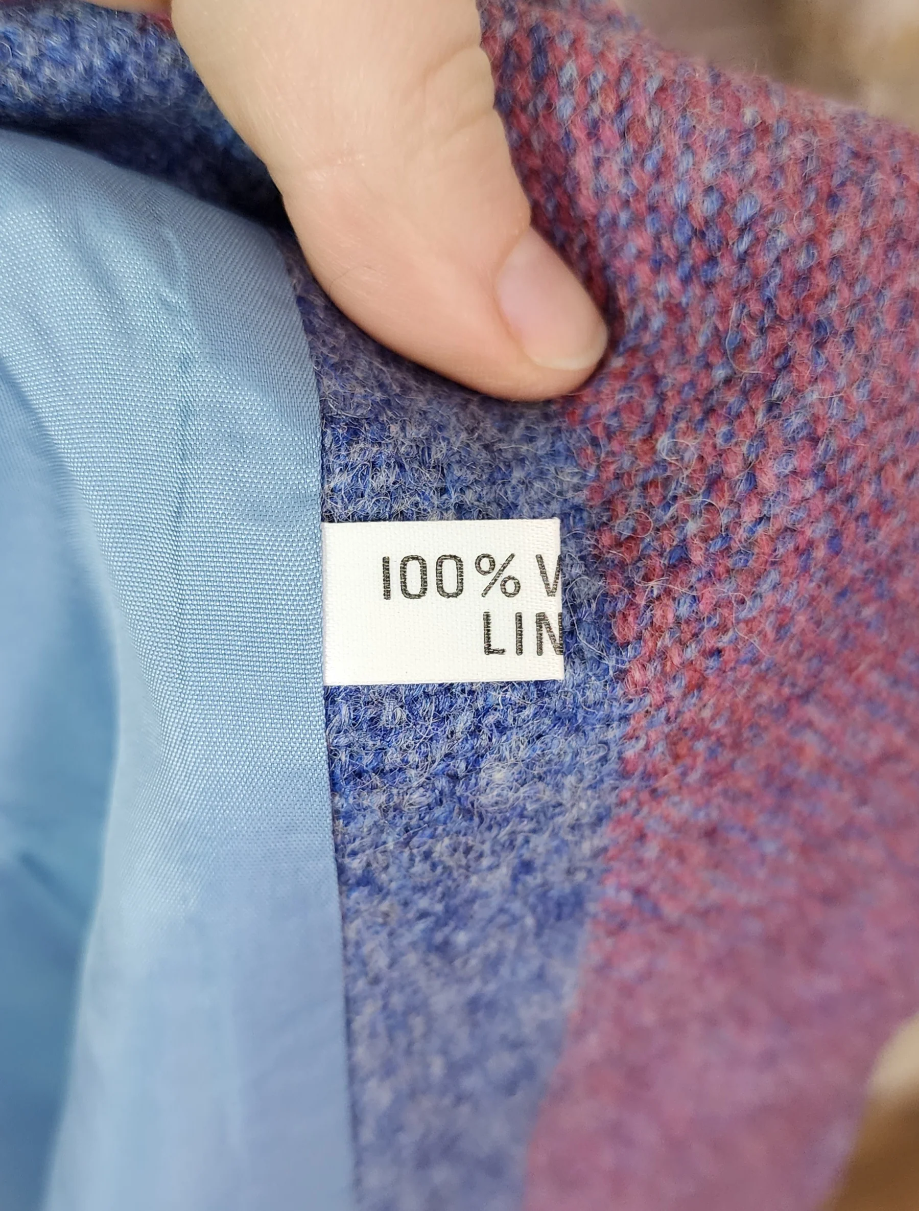 70s/80s Vibrant Blue Purple Gray Stripe Long Cape By Avoca - Image 6