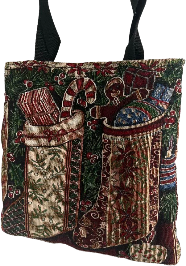 70s/80s Vintage 80s Christmas Tapestry Reversible Tote Bag