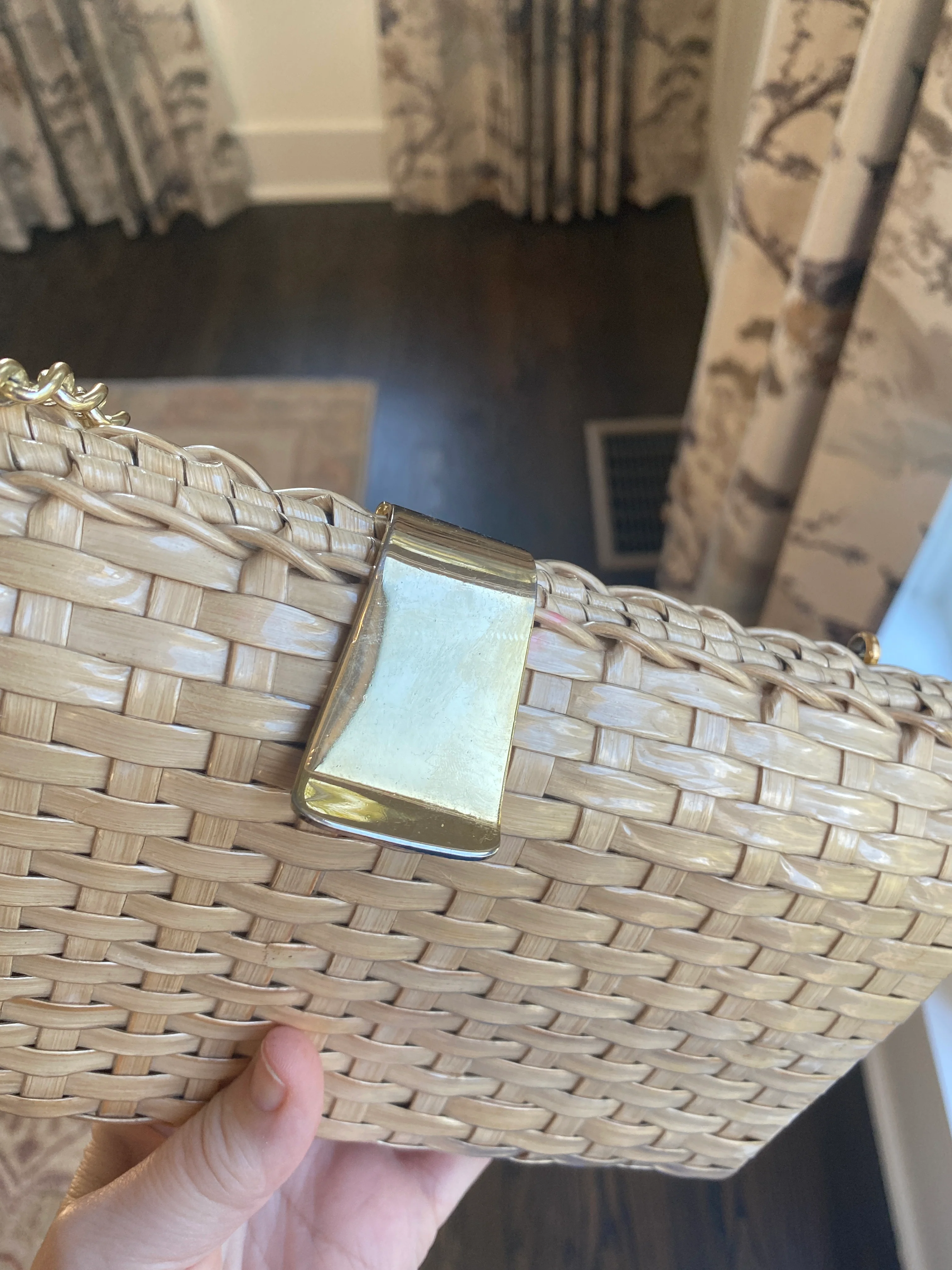 70s/80s Vintage Bamboo Covered In Plastic Purse Handbag By Hong Kong - Image 3