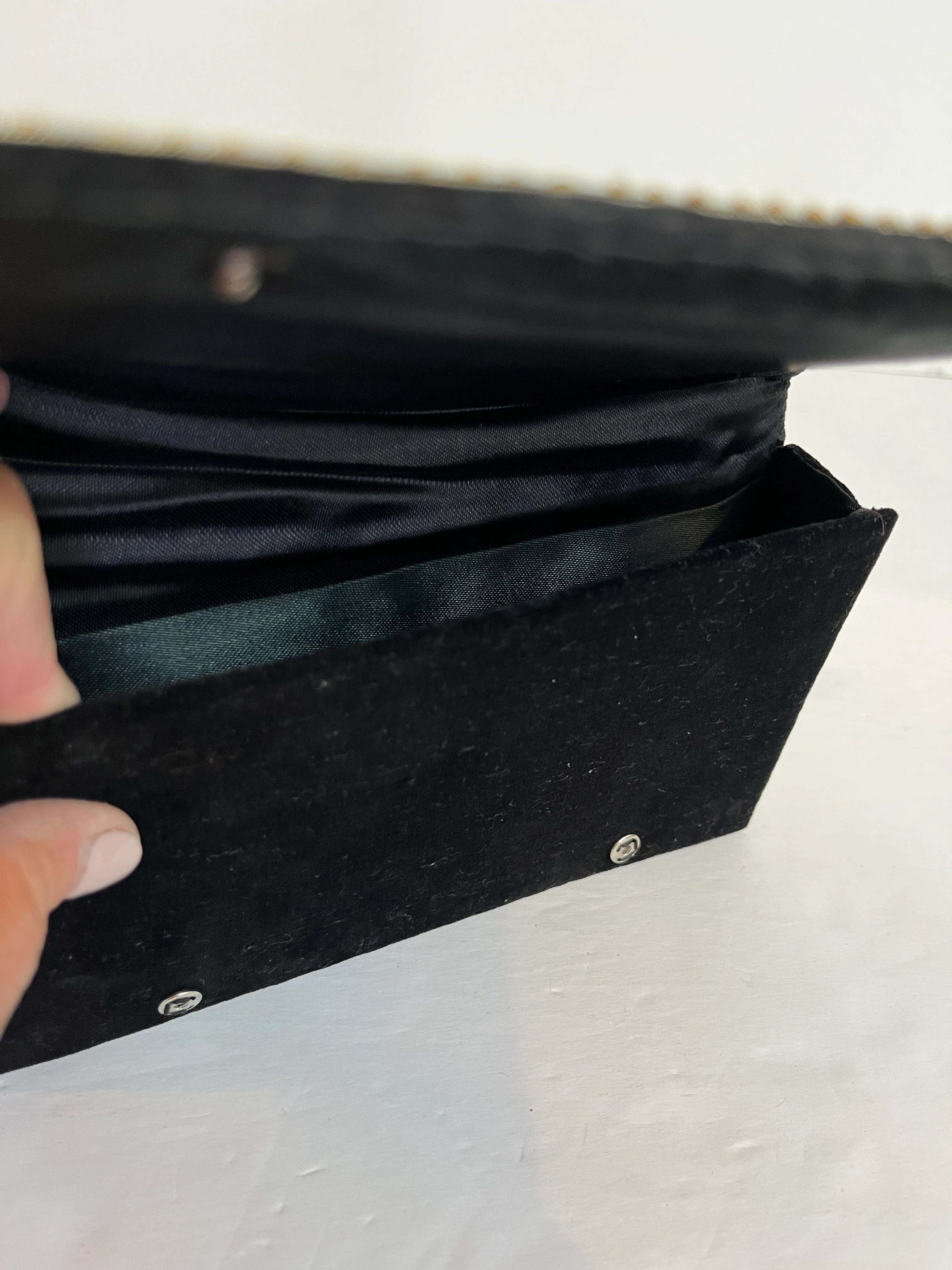 70s/80s Vintage Black Evening Bag Metallic Embroidery - Image 3