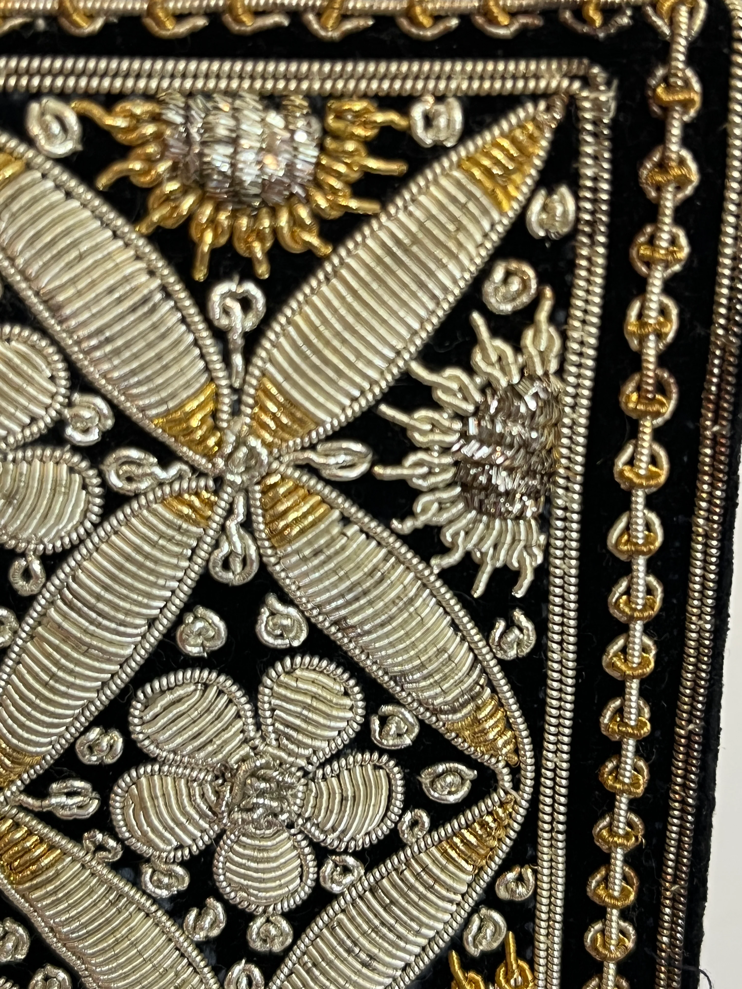 70s/80s Vintage Black Evening Bag Metallic Embroidery - Image 4
