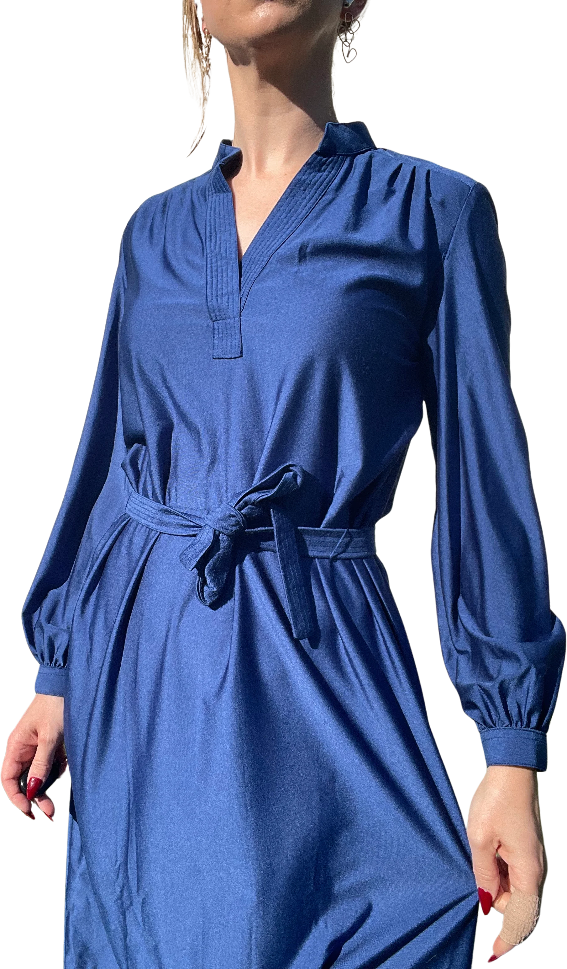 70s/80s Vintage Blue Belted Dress | Shrader Sport By Shrader Sport