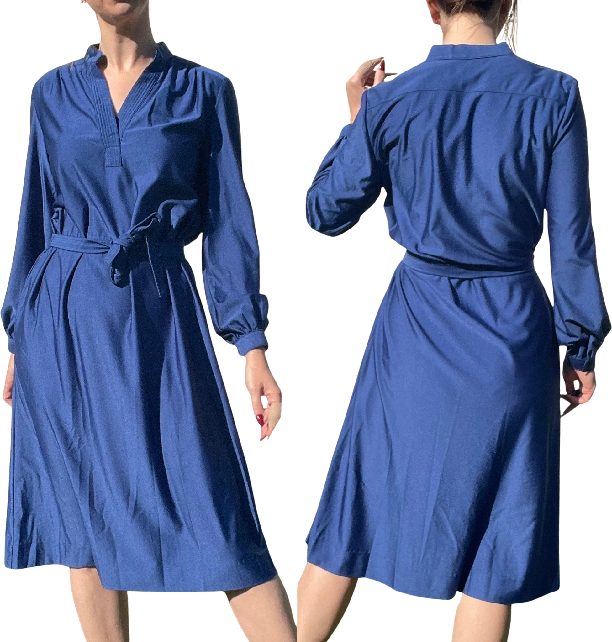 70s/80s Vintage Blue Belted Dress | Shrader Sport By Shrader Sport - Image 2