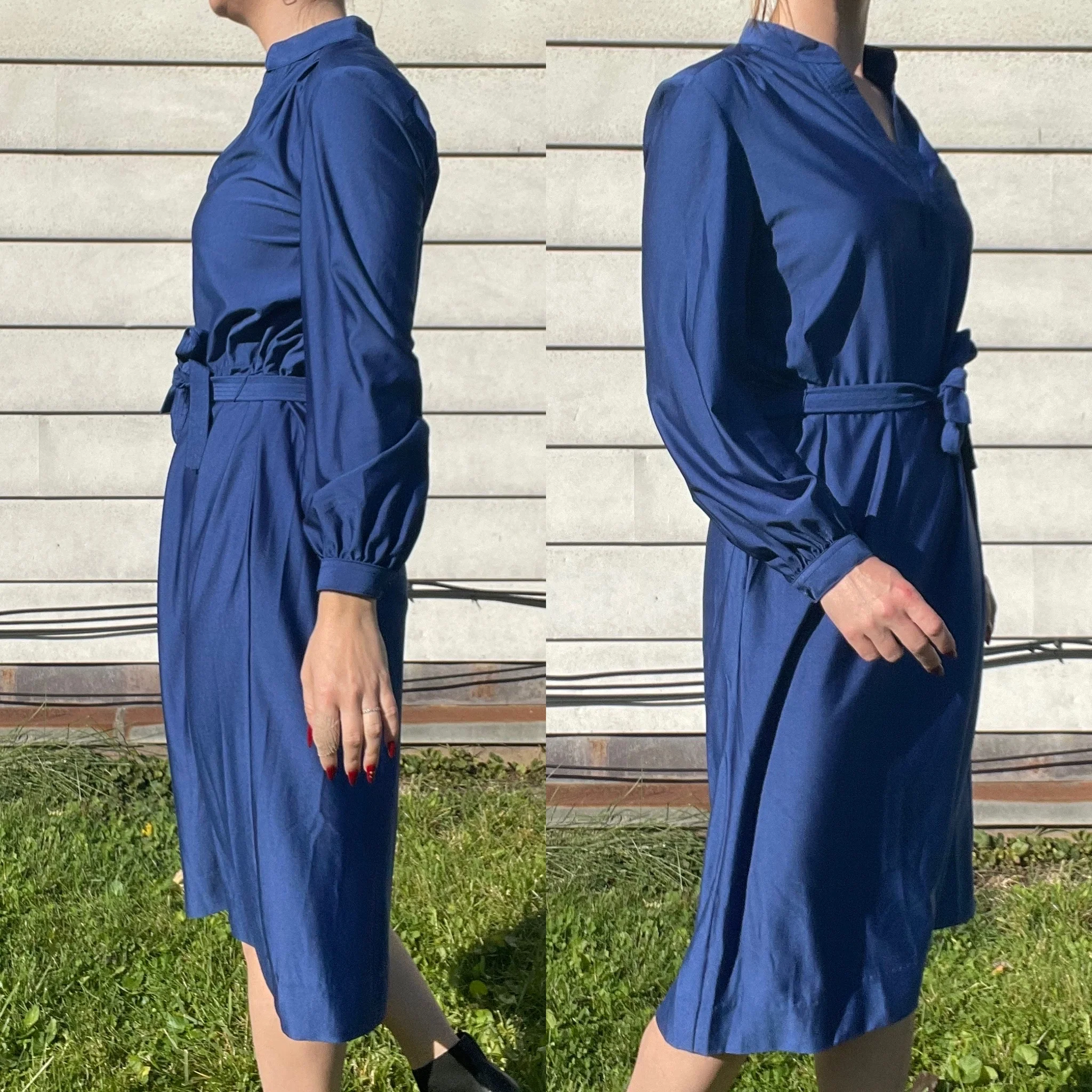 70s/80s Vintage Blue Belted Dress | Shrader Sport By Shrader Sport - Image 4