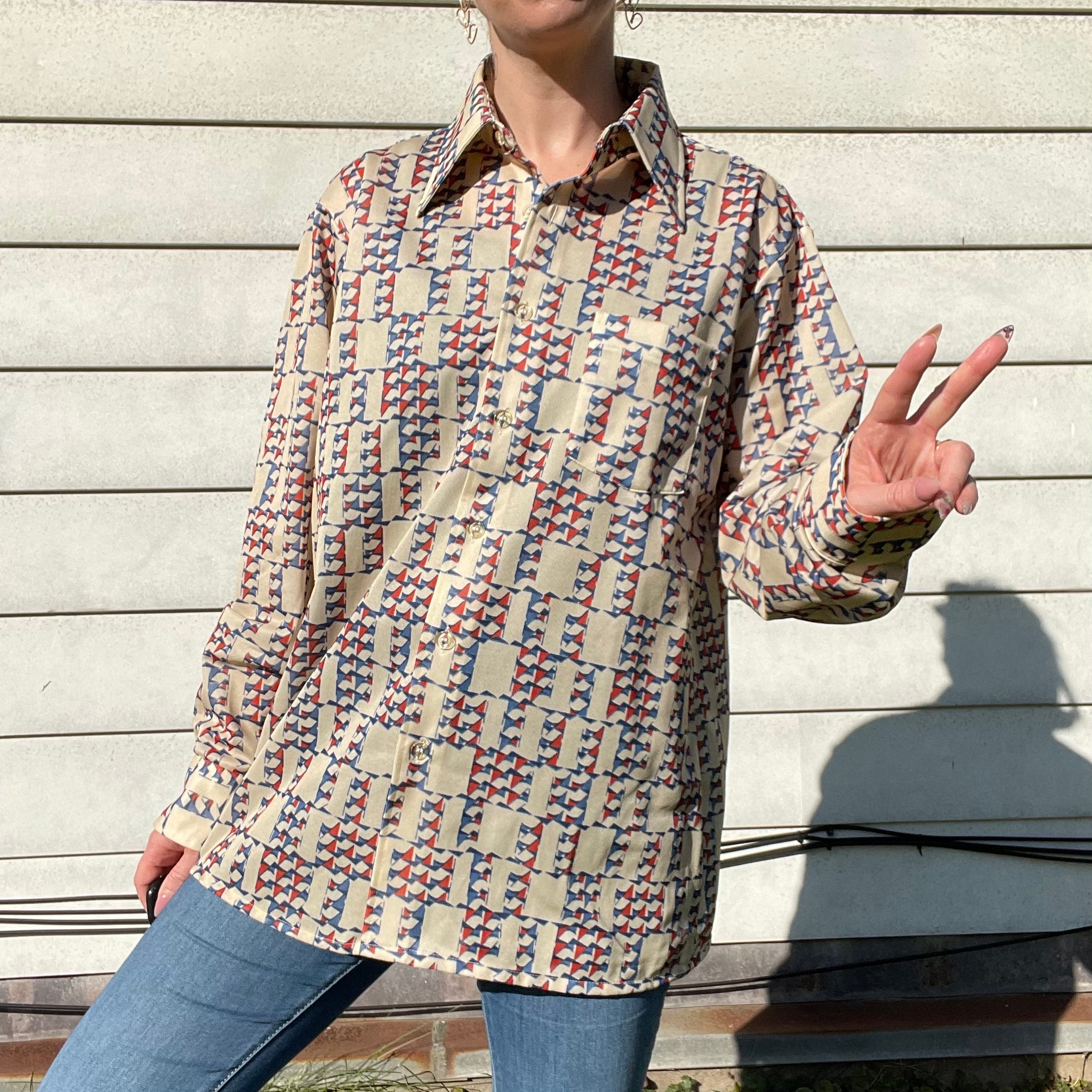 70s/80s Vintage Button Down Collared Shirt By Arrow Scrambler - Image 4