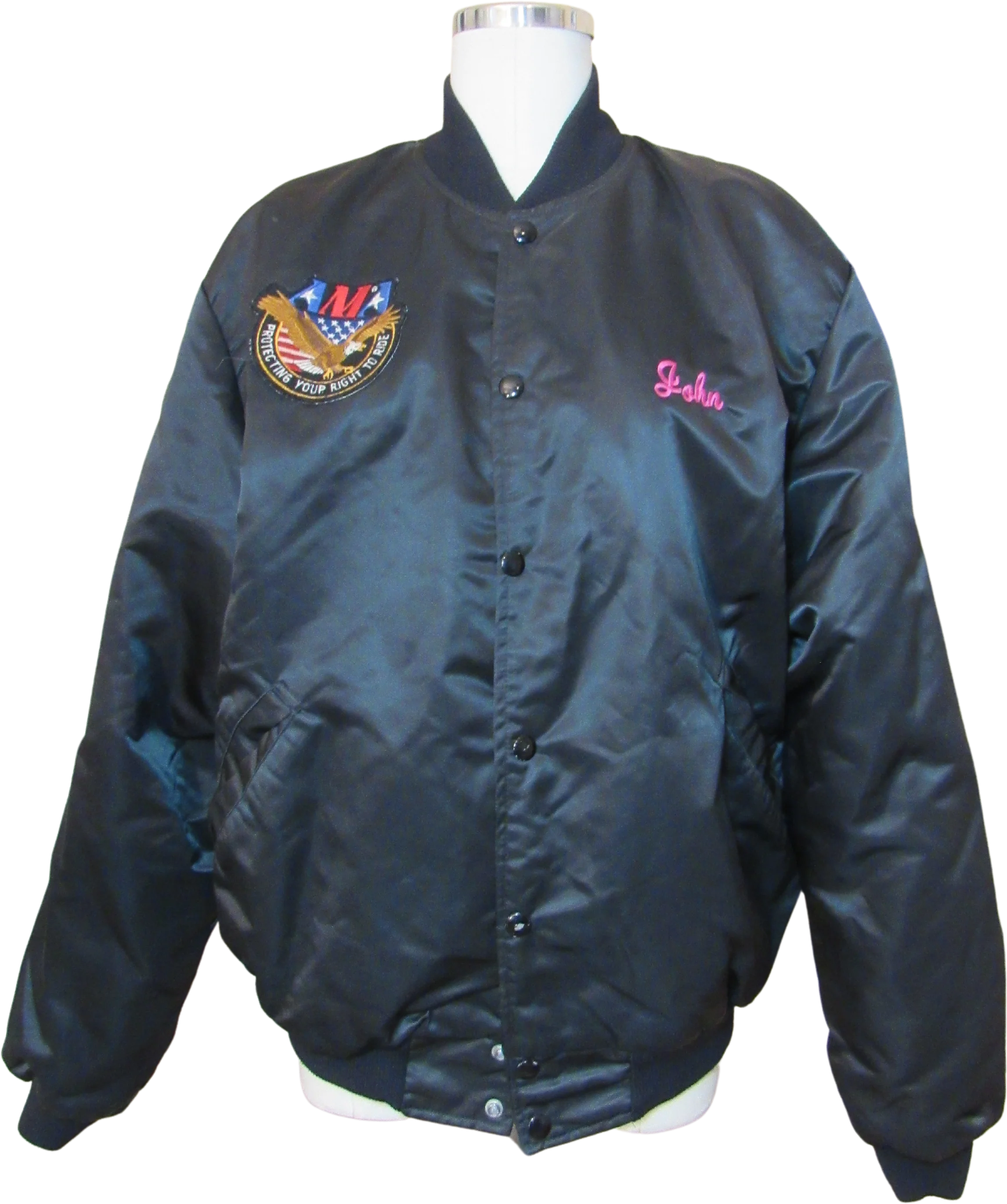 70s/80s Vintage Embroidered Satin Bomber Jacket By Birdie by Richard a Leslie
