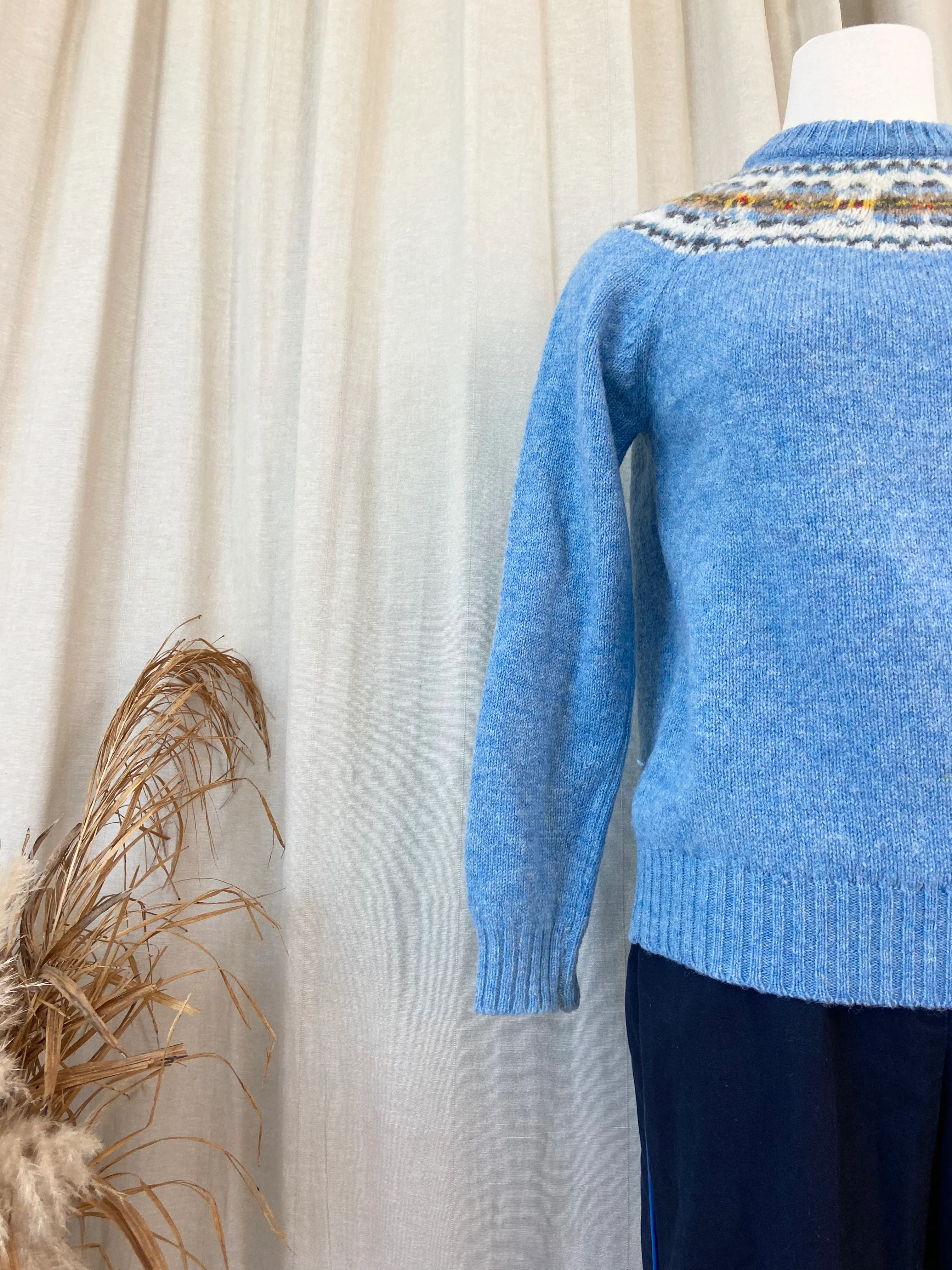 70s/80s Vintage Fair Isle Apres-ski Sweater Rib-knit Crew By Isles Scotland - Image 6