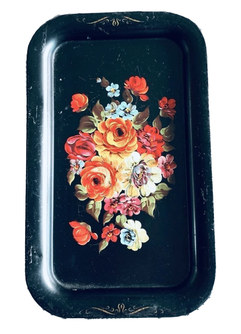 70s/80s Vintage Floral Mini Serving Tray Platter