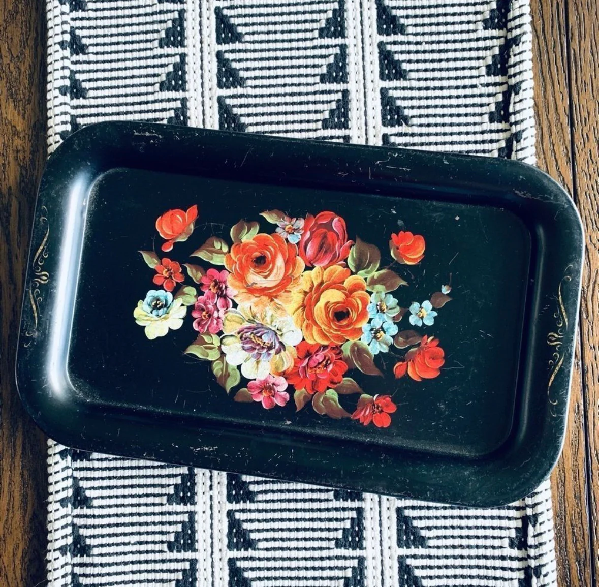 70s/80s Vintage Floral Mini Serving Tray Platter - Image 5