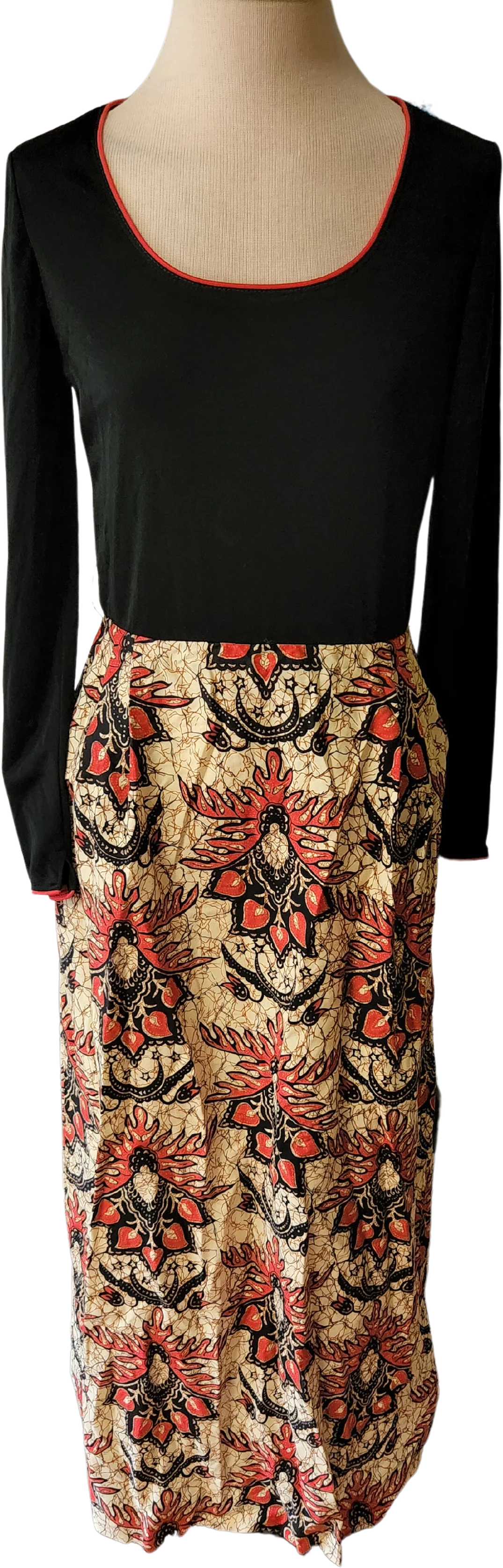 70s/80s Vintage Floral Print Long Sleeve Dress by Rona