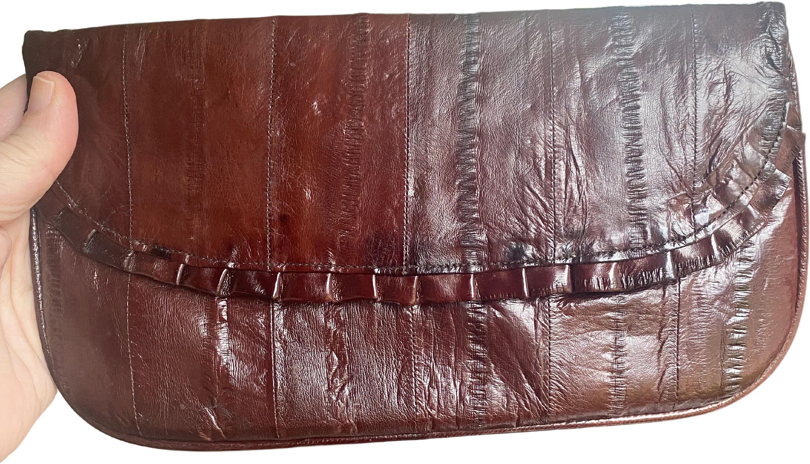 70s/80s Vintage Genuine Eel Skin Clutch Purse Handbag