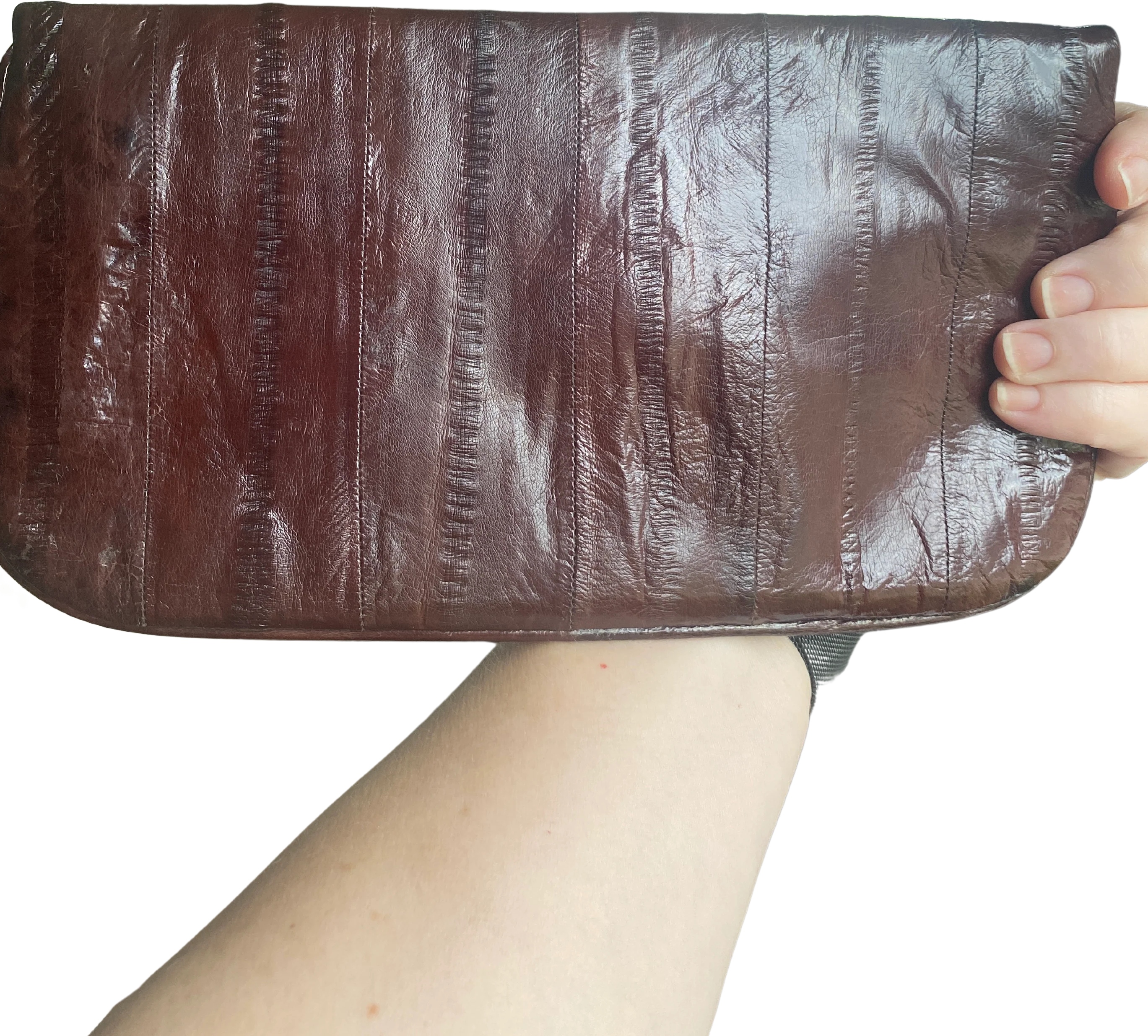 70s/80s Vintage Genuine Eel Skin Clutch Purse Handbag - Image 2