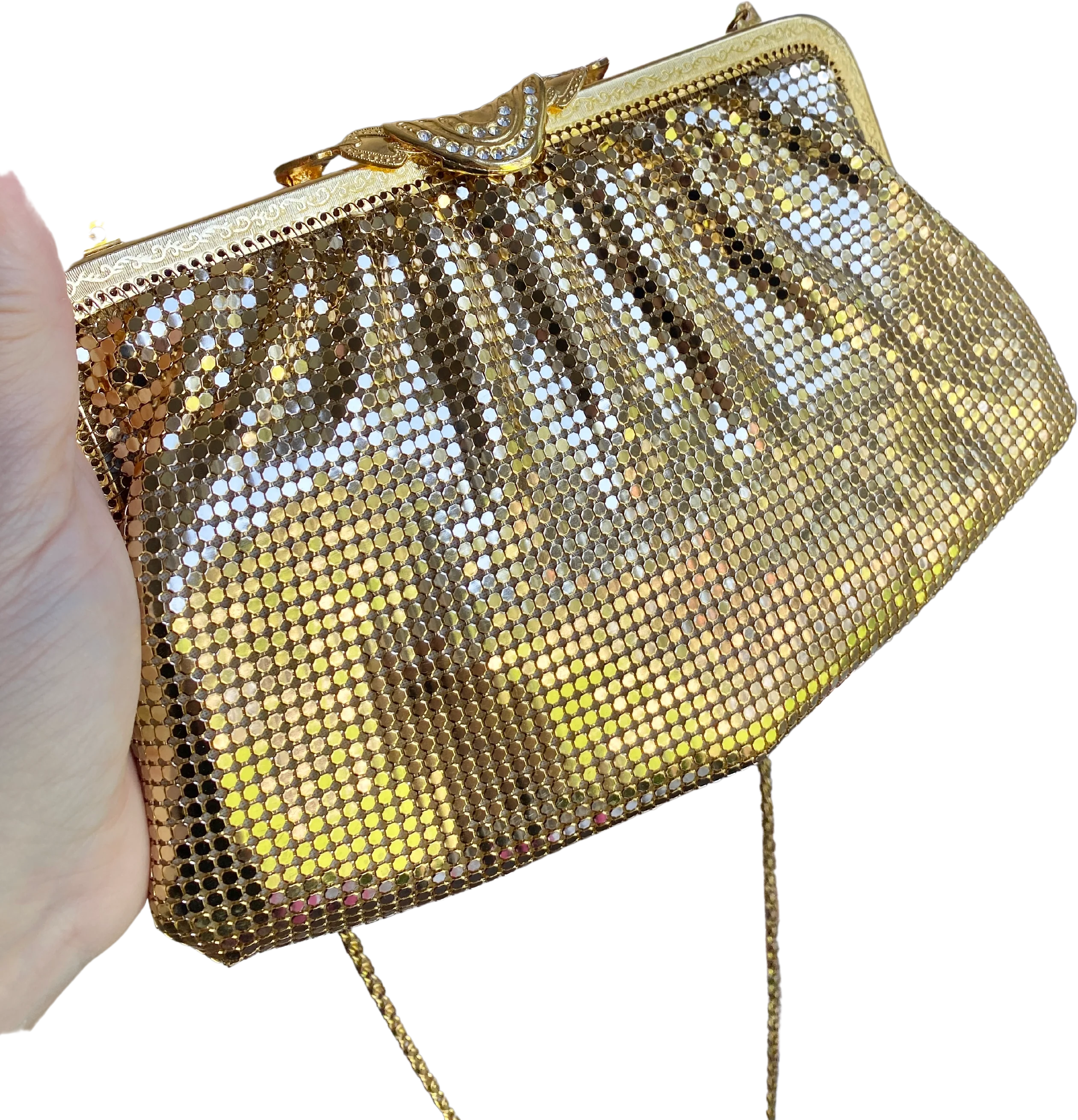70s/80s Vintage Gold Chain Metal Disco Bag Purse By Elka