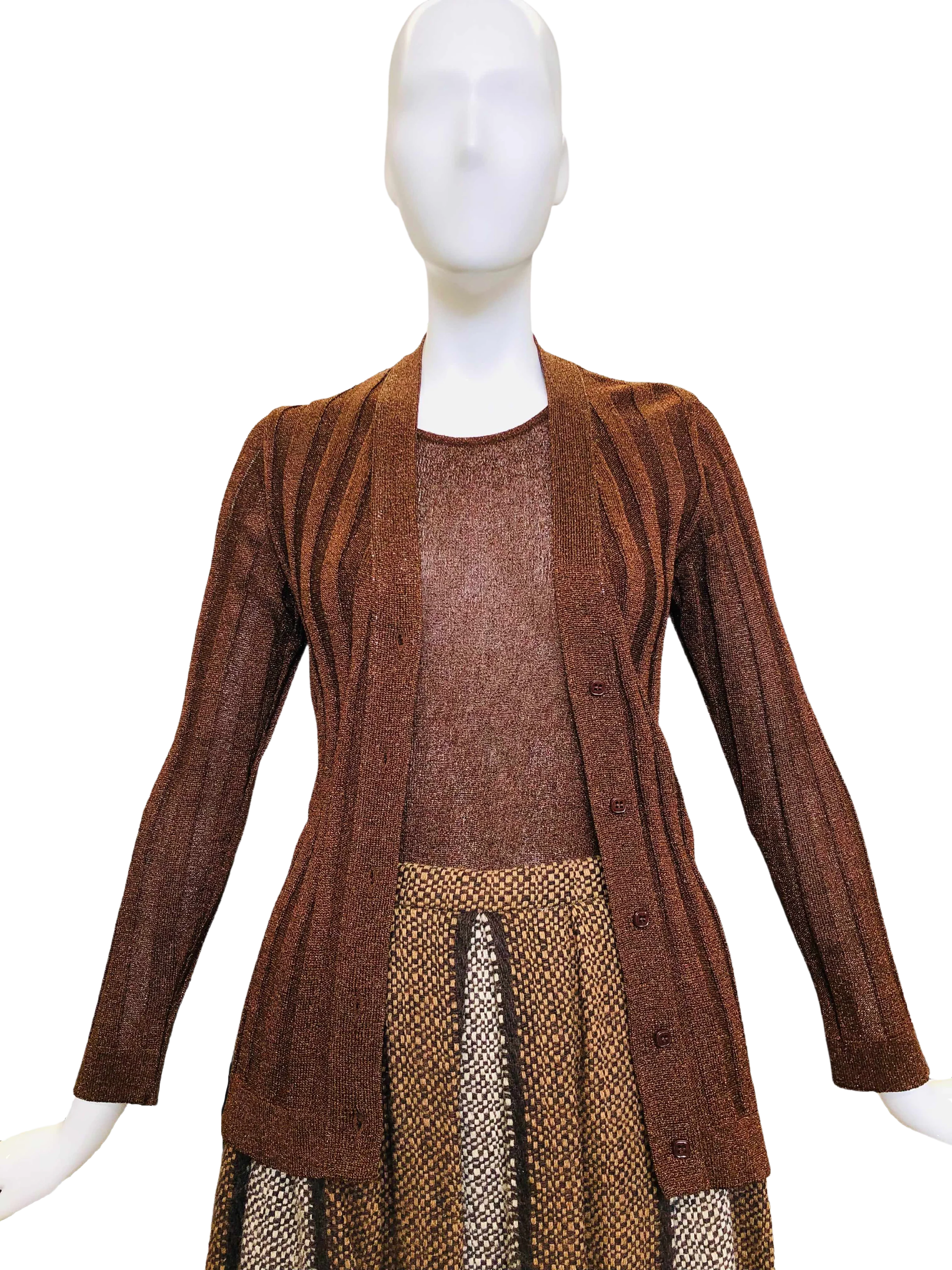70s/80s Vintage I. Magnin Copper Lurex Knit Twin Set By I. Magnin