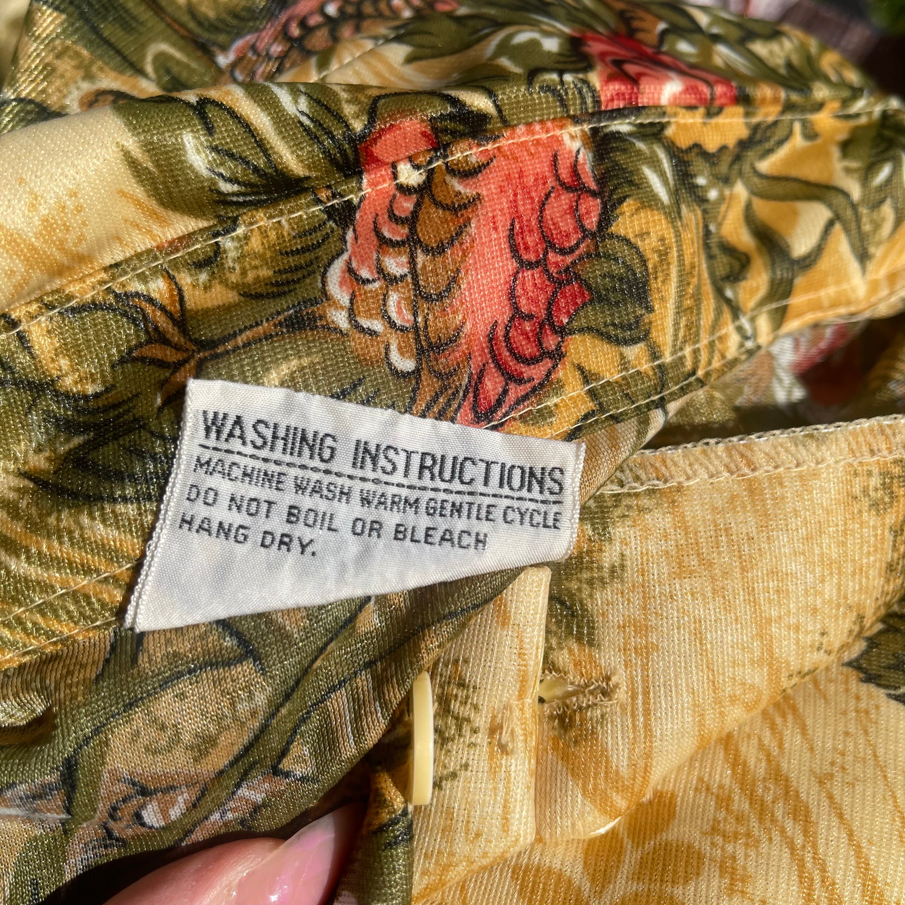 70s/80s Vintage Pheasant Print Nylon Button Down Shirt By Campus Knits - Image 11