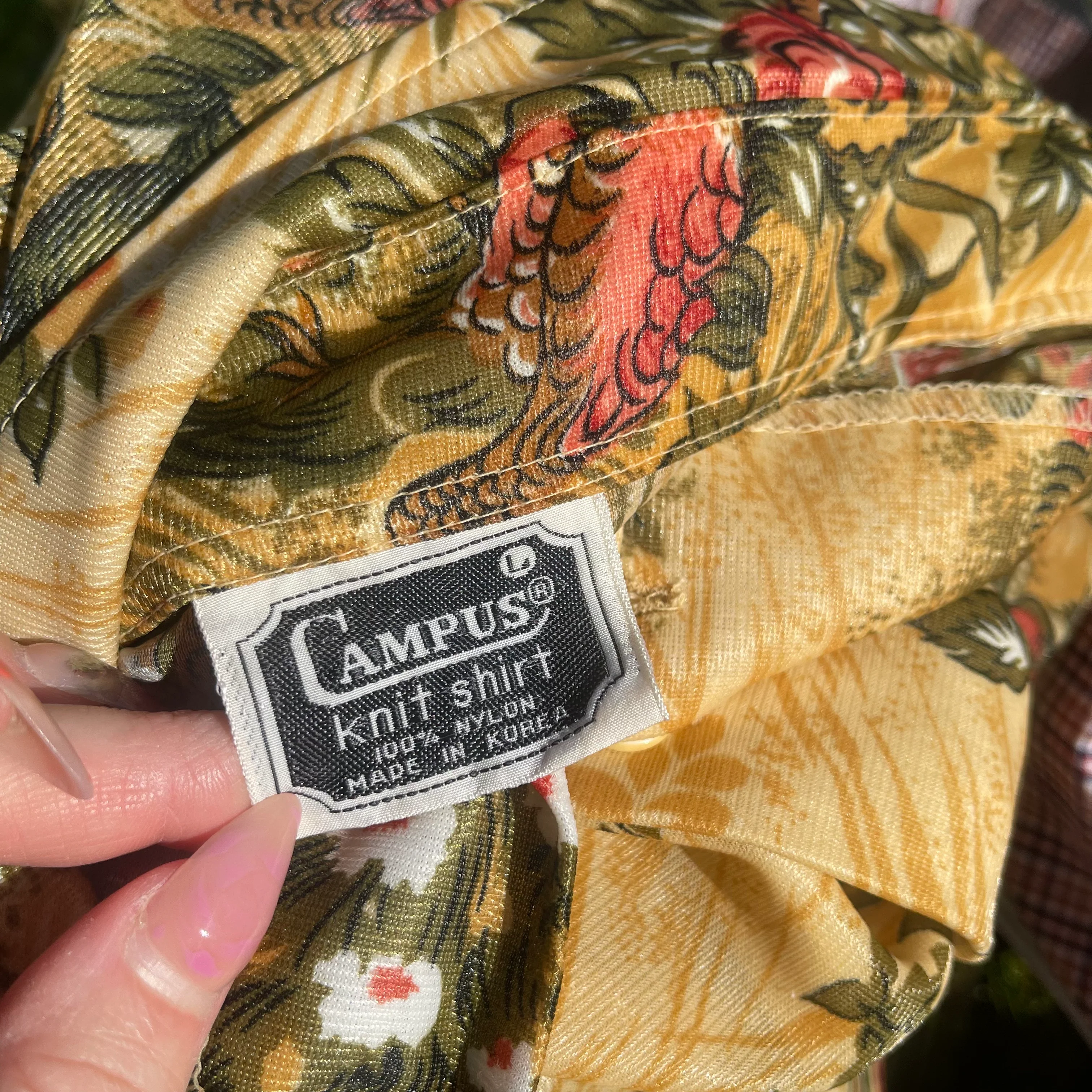 70s/80s Vintage Pheasant Print Nylon Button Down Shirt By Campus Knits - Image 12