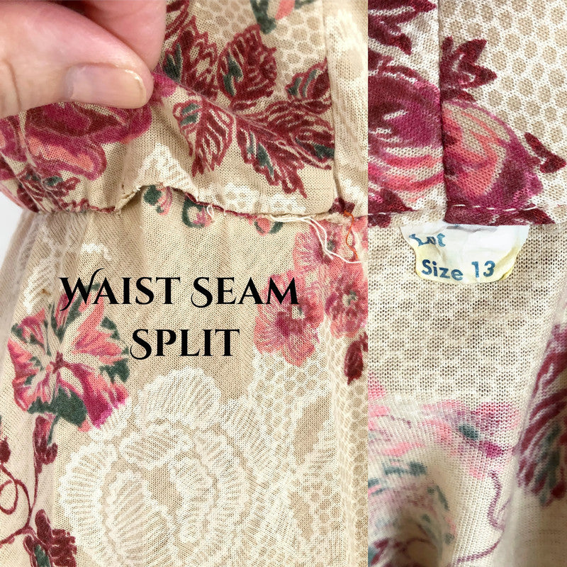 70s/80s Vintage Pleated Full Sweep Shirt Waist Dress Sz 13 - Image 6